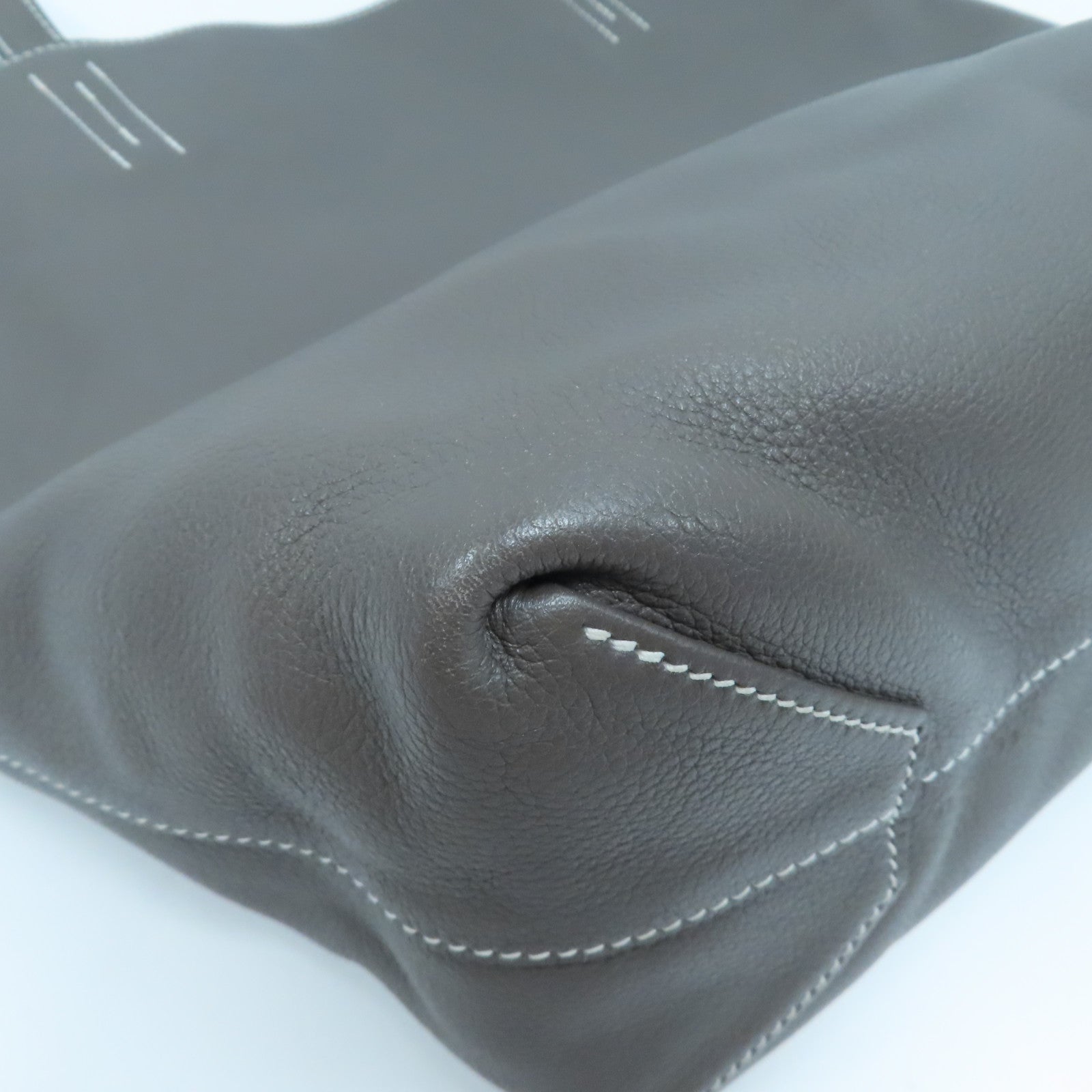 HERMES Clemence皮革Double Sens肩背袋冰河藍/錫灰色
