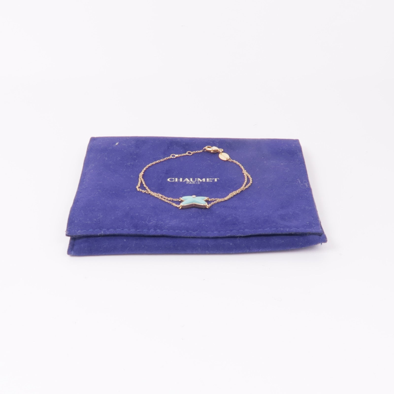 Chaumet 18K玫瑰金Jeux De Liens Bracelet綠松石/鑽石手鏈