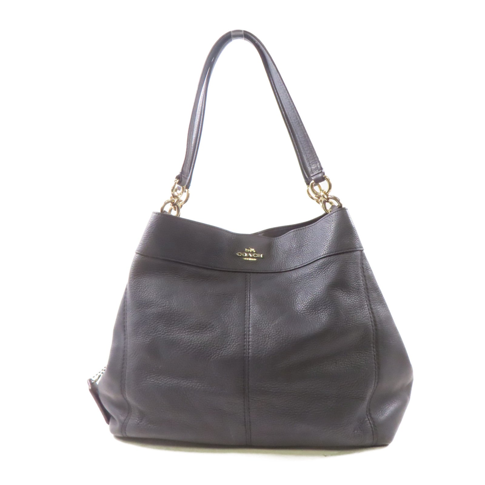 COACH 牛皮皮革Shoulder Bag金扣肩背袋深藍色