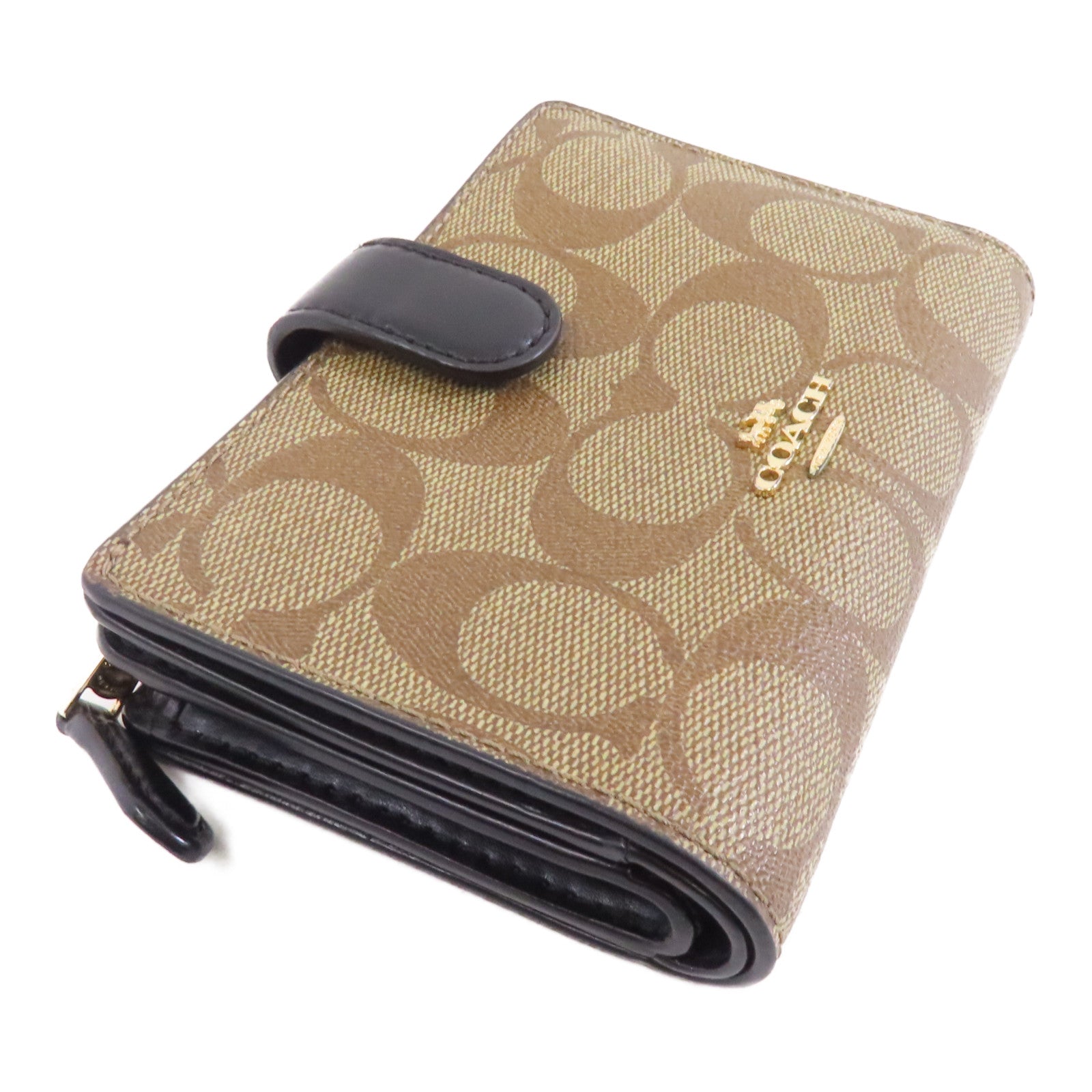 COACH 塗層帆布Wallet金扣錢包啡色