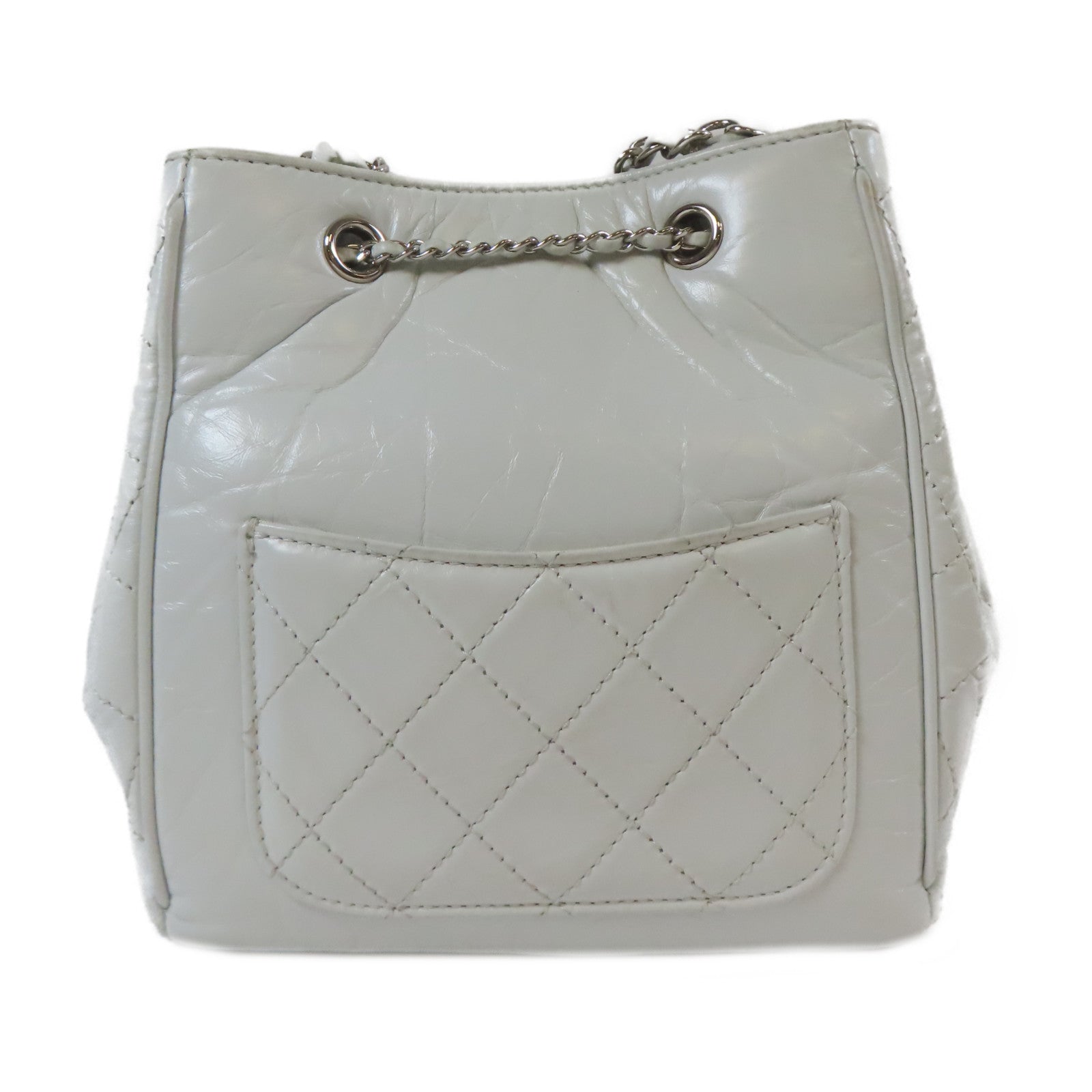 CHANEL 【激減優惠】菱格牛皮皮革Chain Shoulder Bag銀扣鏈帶肩背袋灰色