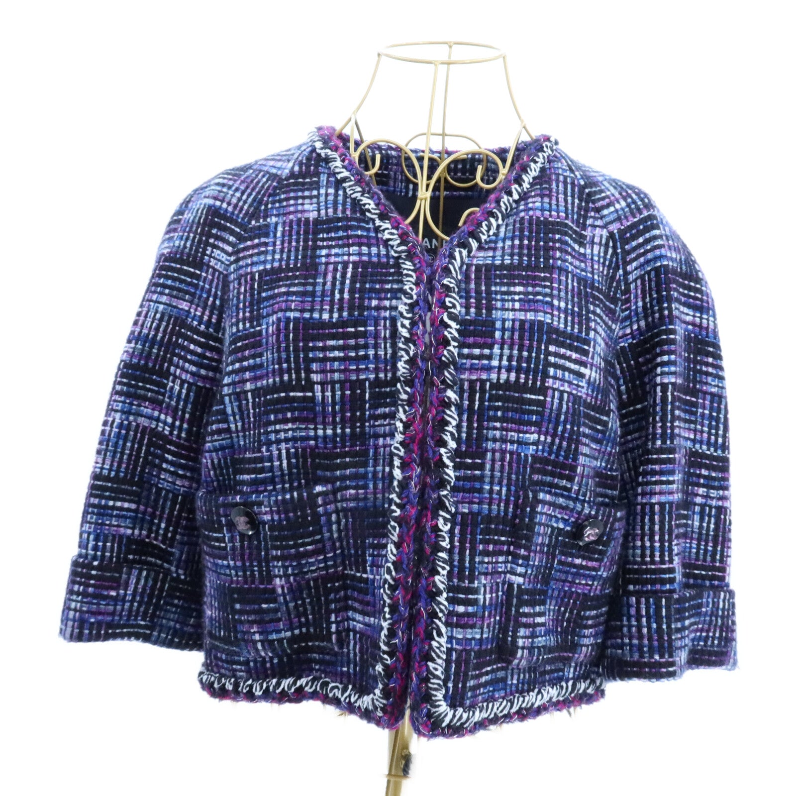 CHANEL Wool/Polyamide Tweed Collarless Jacket外套