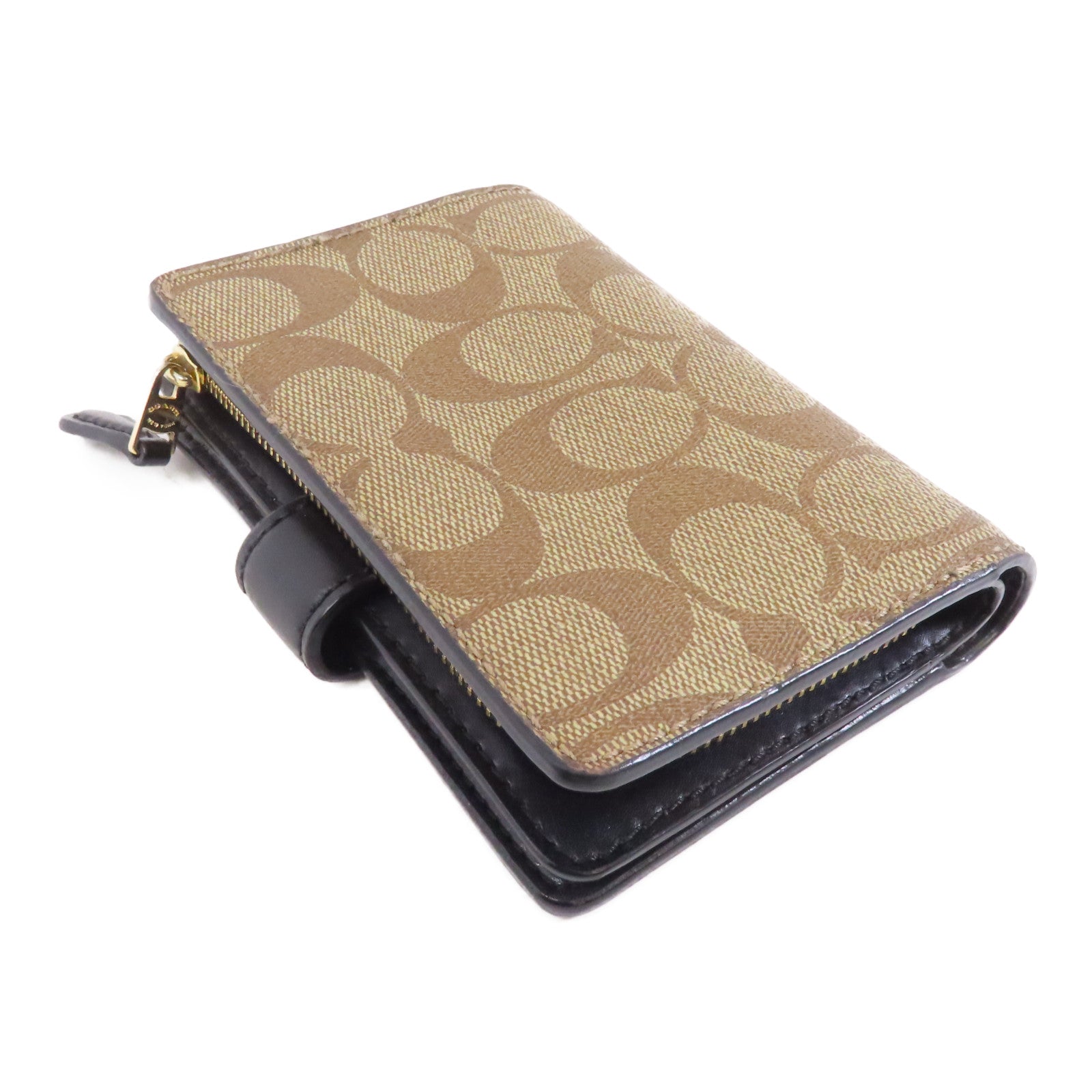 COACH 塗層帆布Wallet金扣錢包啡色