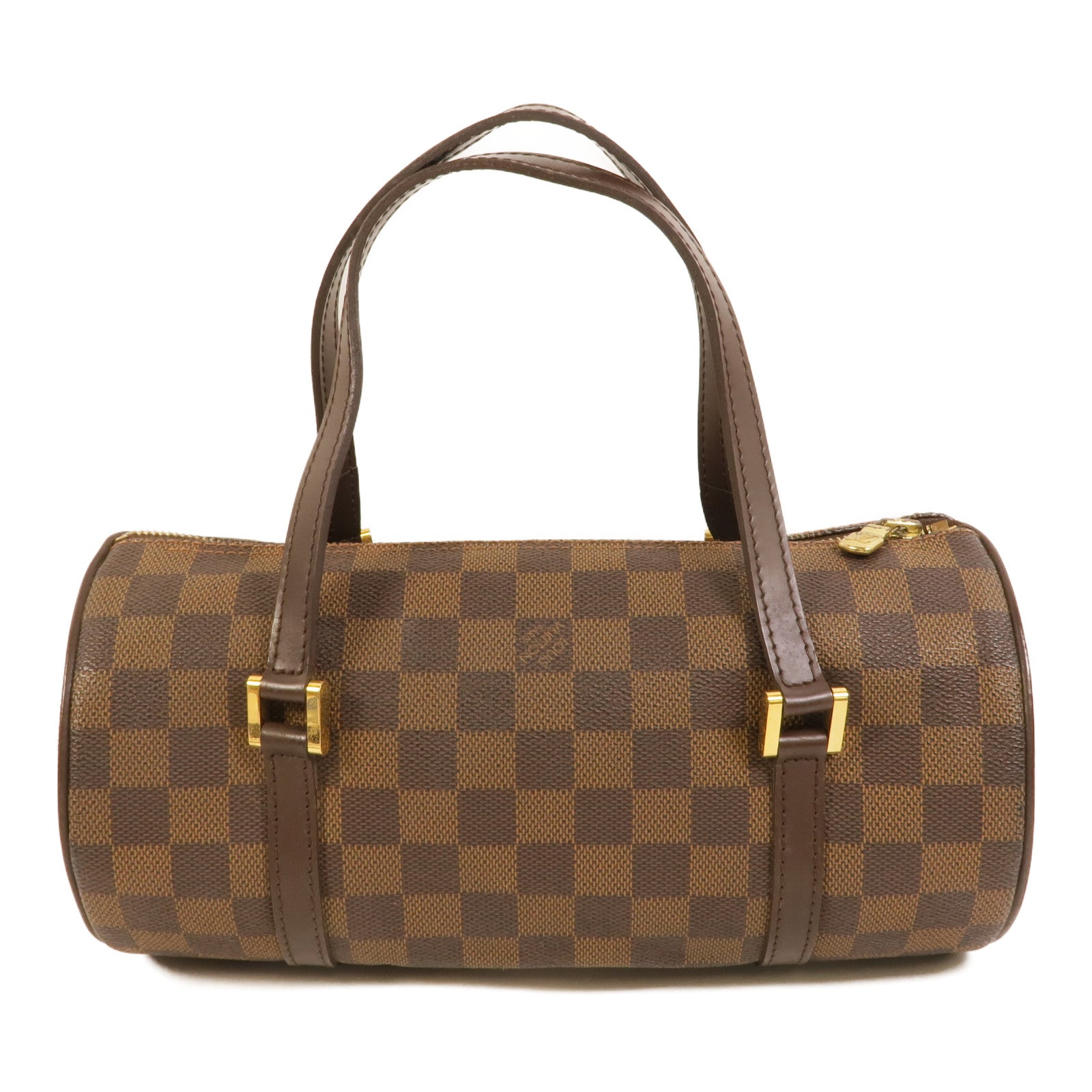 LOUIS VUITTON Damier Papillon PM金扣手挽袋棕色