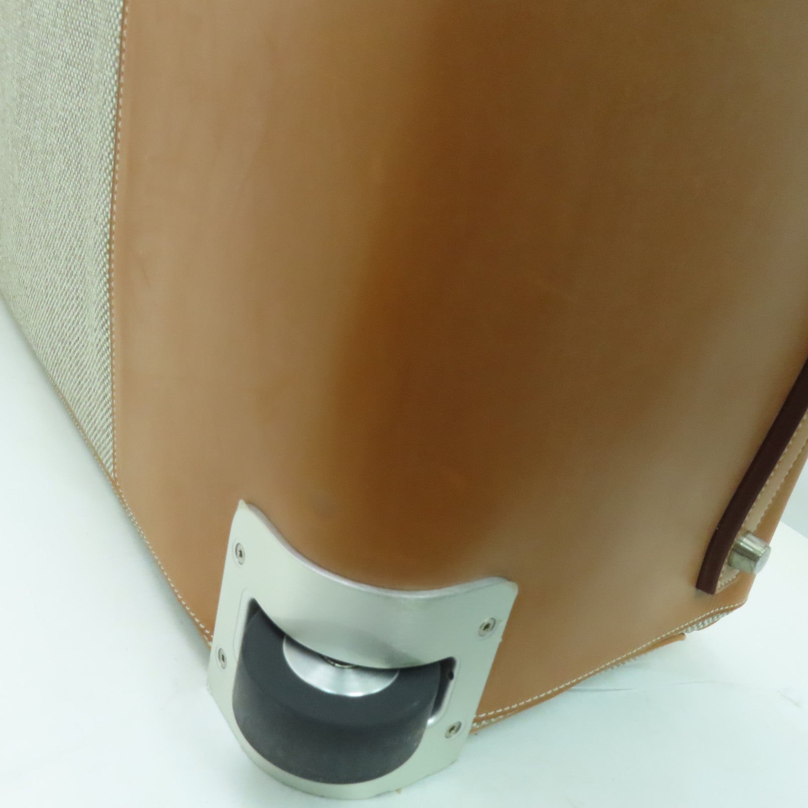 HERMES 【激減優惠】帆布Caleche Rolling Luggage銀扣行李箱米色/啡色