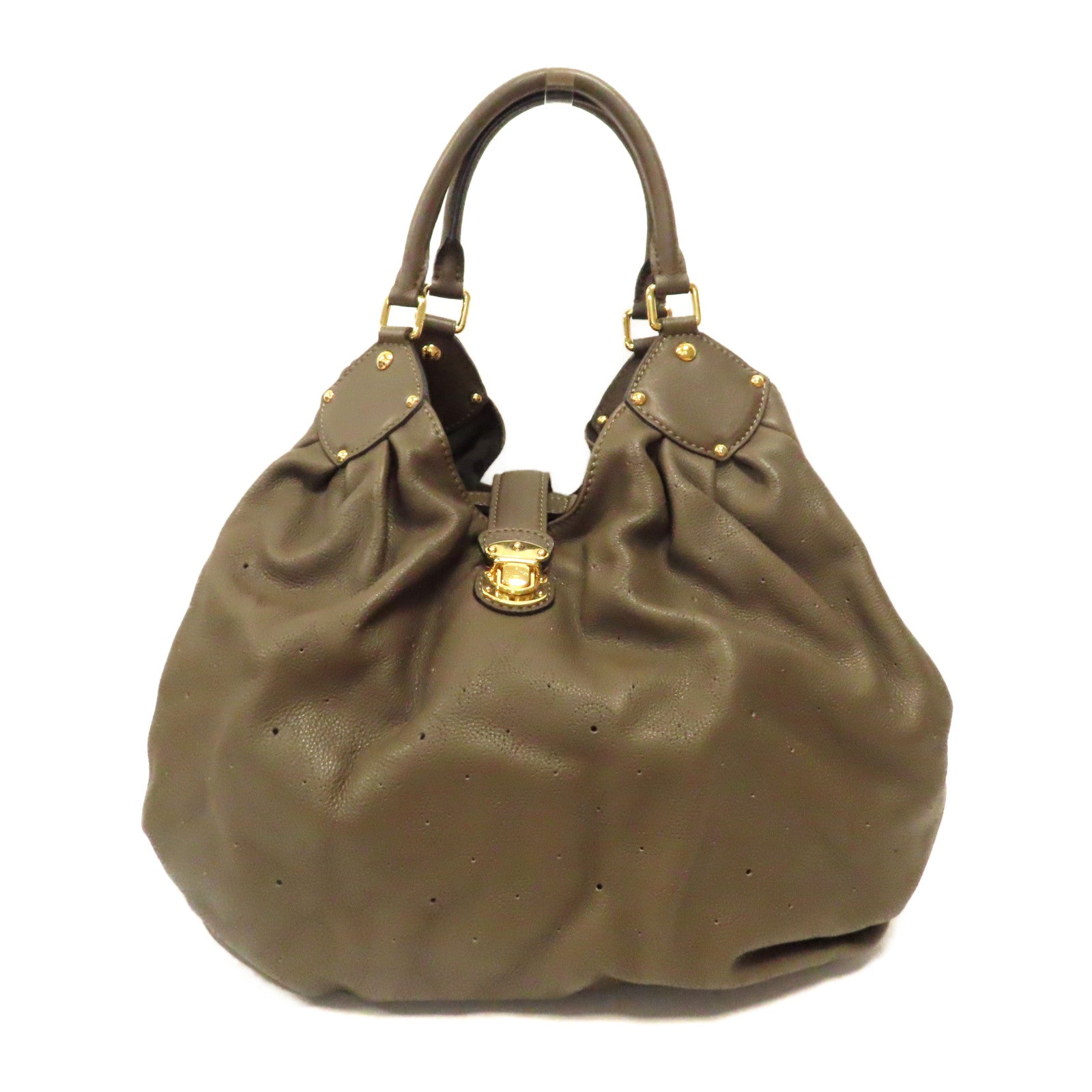 LOUIS VUITTON 【激減優惠】Mahina Ladies Mahina Leather金扣手挽袋灰色