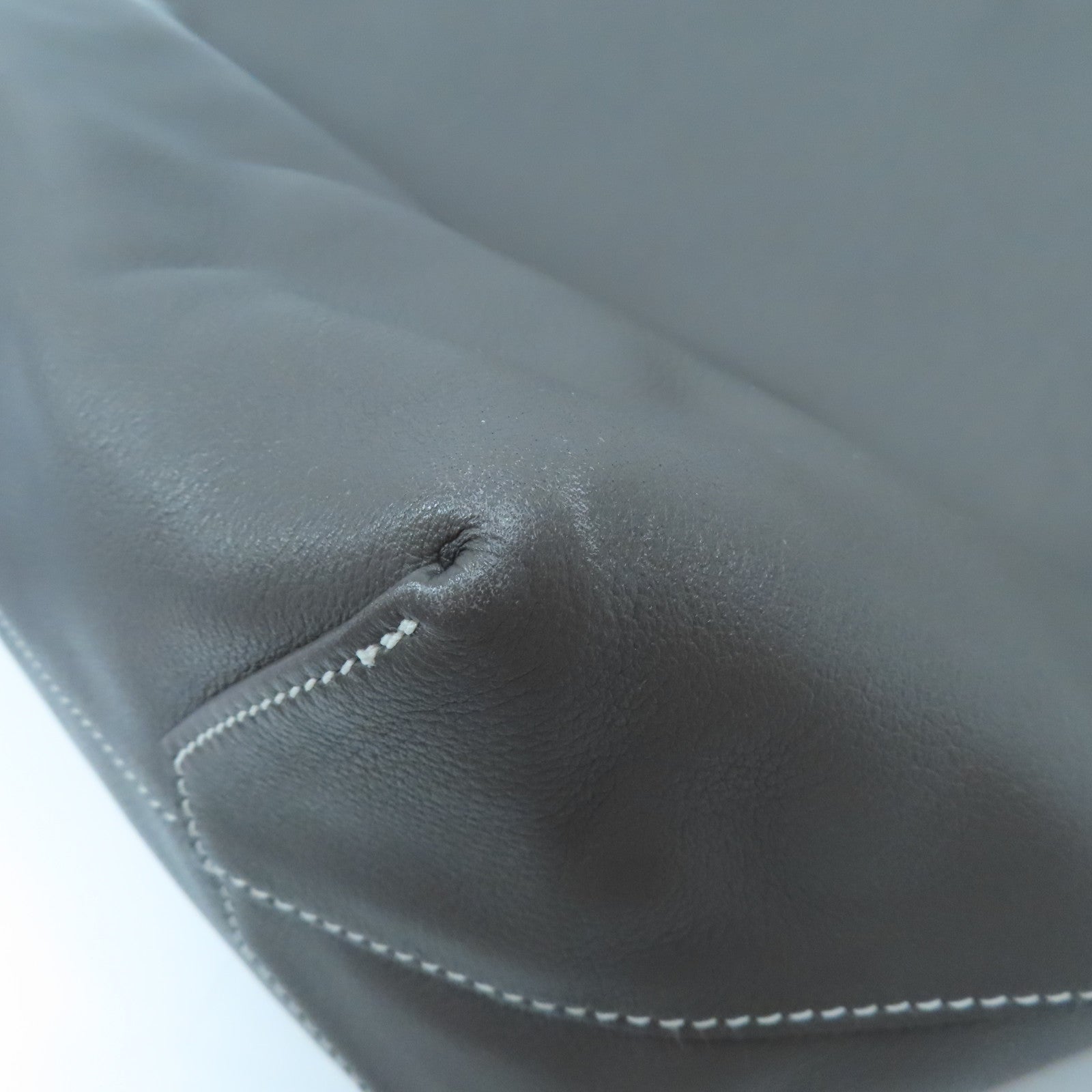 HERMES Clemence皮革Double Sens肩背袋冰河藍/錫灰色