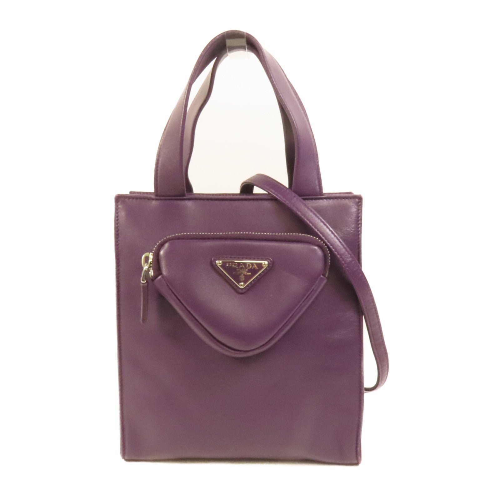 PRADA 【激減優惠】羊皮皮革2 Way Shoulder銀扣手挽肩背兩用袋