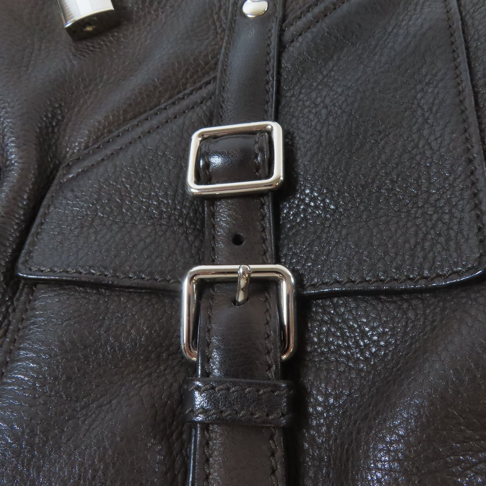 SAINT LAURENT 【激減優惠】牛皮皮革Shoulder Bag銀扣肩背袋啡色