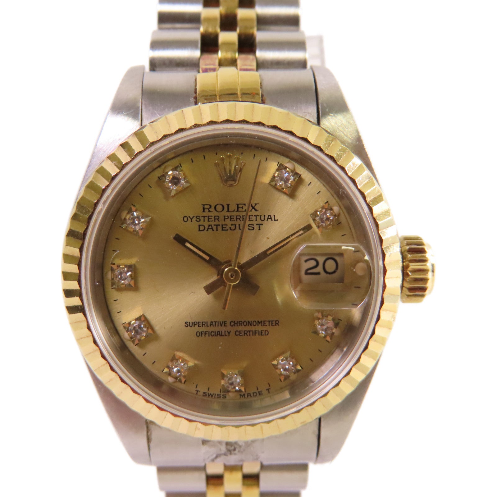 ROLEX 【激減優惠】Datejust 26mm Watch鑽石/18K黃金/不鏽鋼自動機芯手錶金色