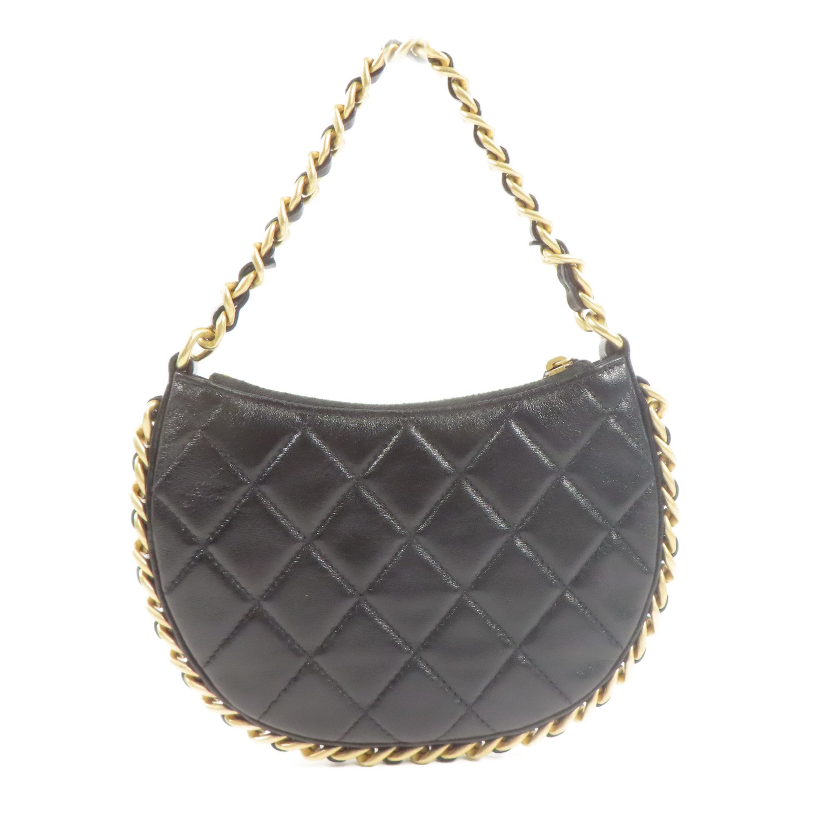 CHANEL 【激減優惠】羊皮皮革Around Hobo金扣鏈帶手挽袋