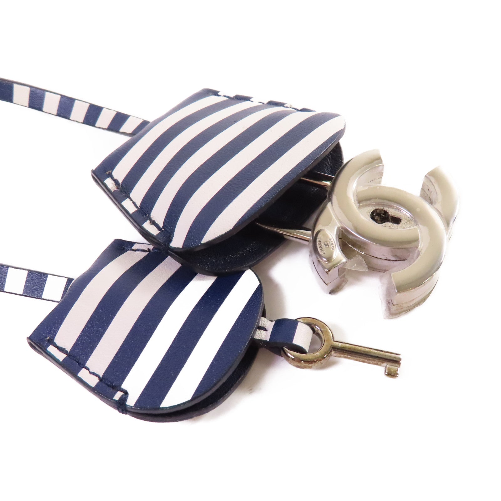 CHANEL 菱格Caviar皮革Vanity Case 2way Shoulder Bag銀扣鏈帶手挽肩背兩用袋深藍色
