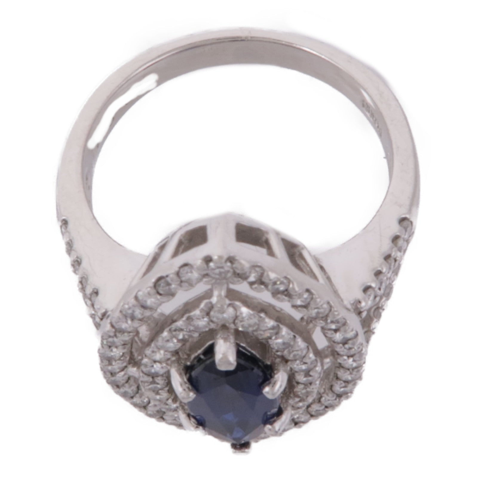 JEWELRY PT900鉑金Sapphire/Diamond Ring藍寶石/鑽石戒指US#6