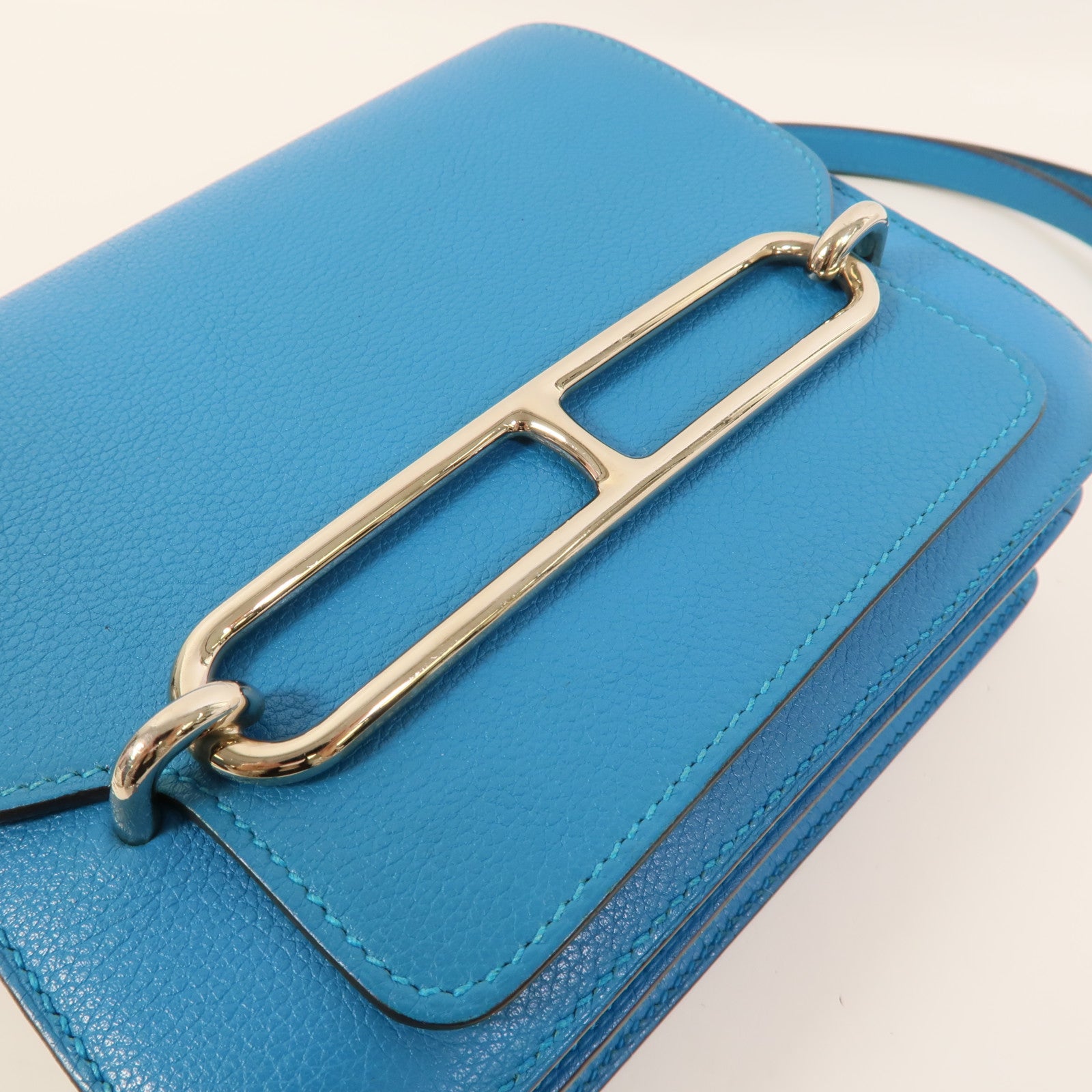 HERMES Evercolor皮革Roulis Mini肩背袋Bleu Zanzibar