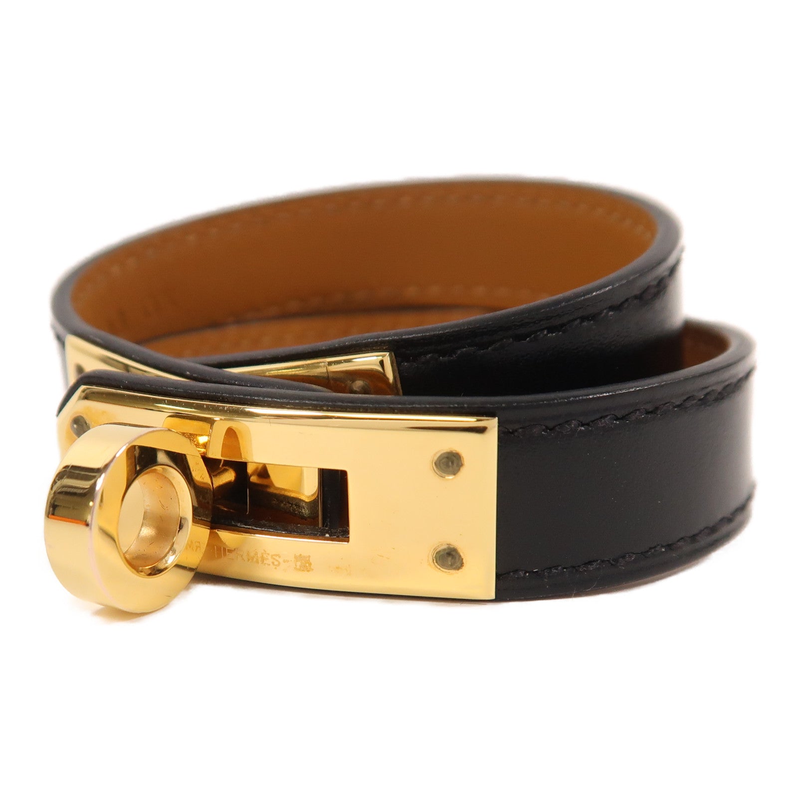 HERMES Box Calf皮革Kelly Double Tour手鐲