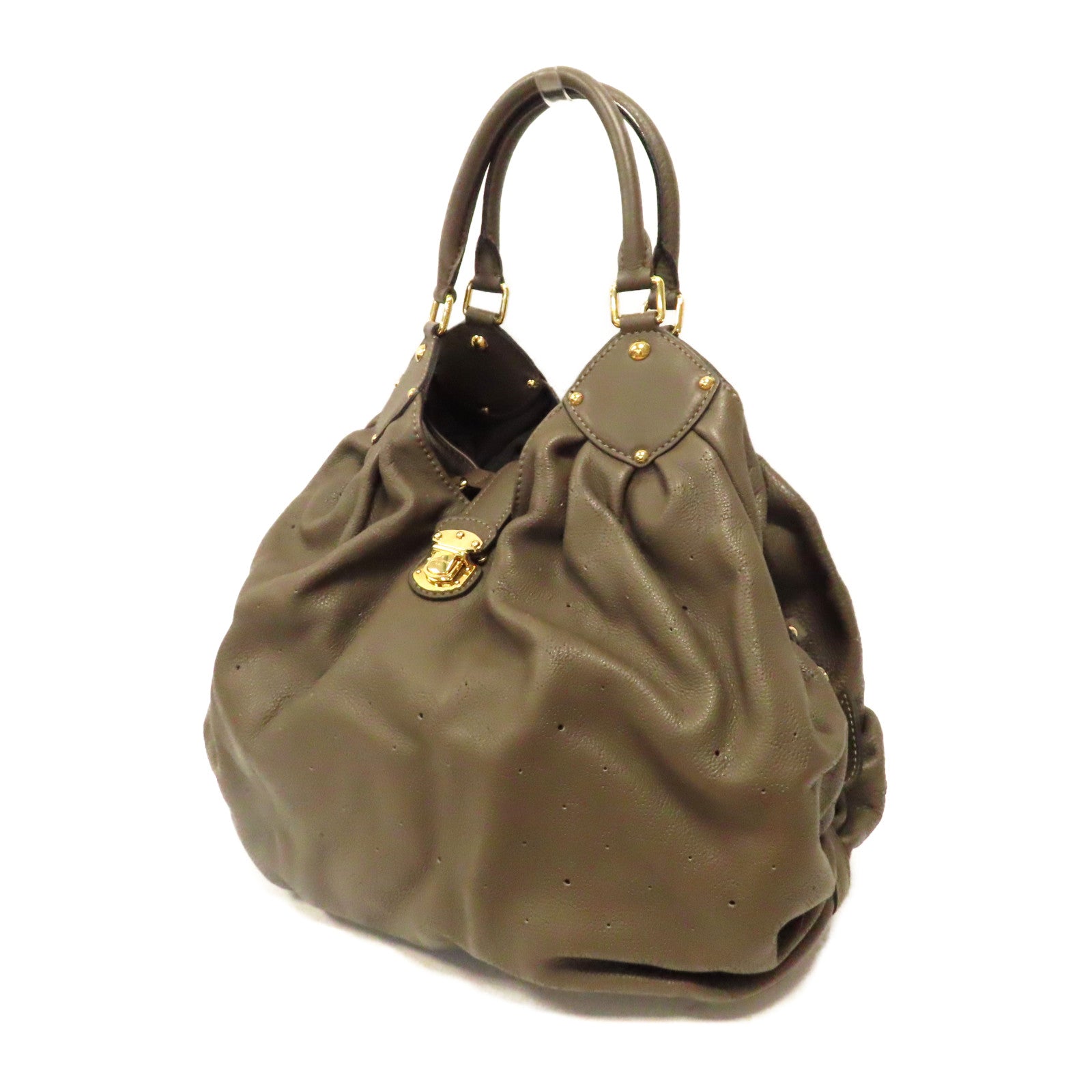 LOUIS VUITTON 【激減優惠】Mahina Ladies Mahina Leather金扣手挽袋灰色
