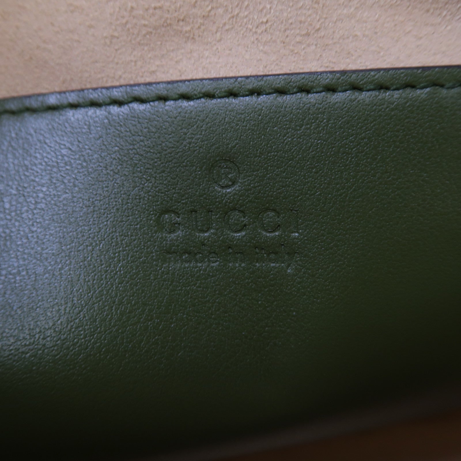 GUCCI 牛皮皮革GG Marmont銀扣鏈帶肩背袋綠色