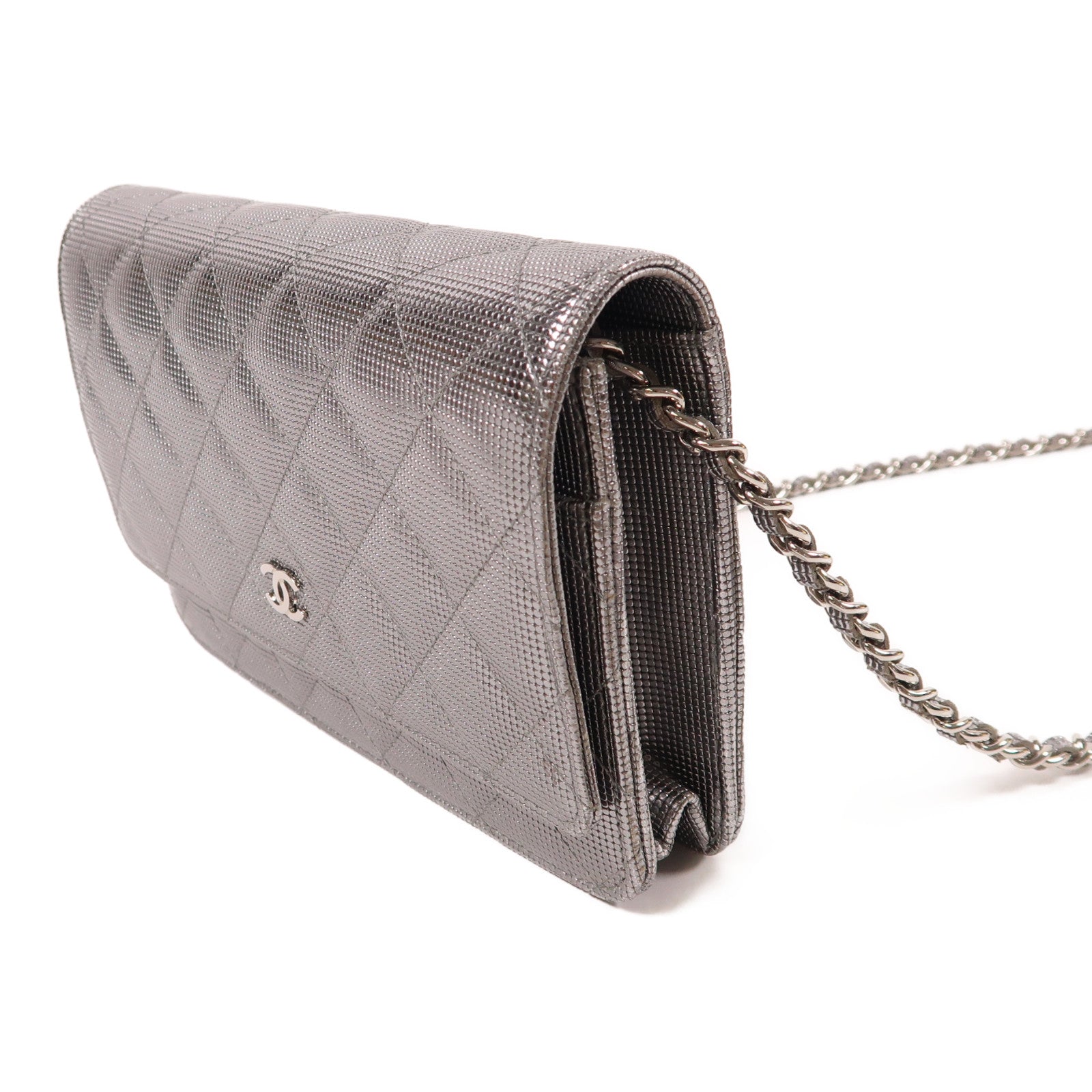 CHANEL 皮革WOC Wallet On Chain銀扣鏈帶肩背袋