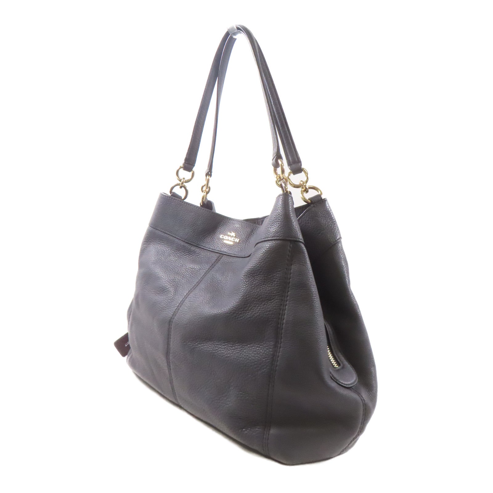 COACH 牛皮皮革Shoulder Bag金扣肩背袋深藍色
