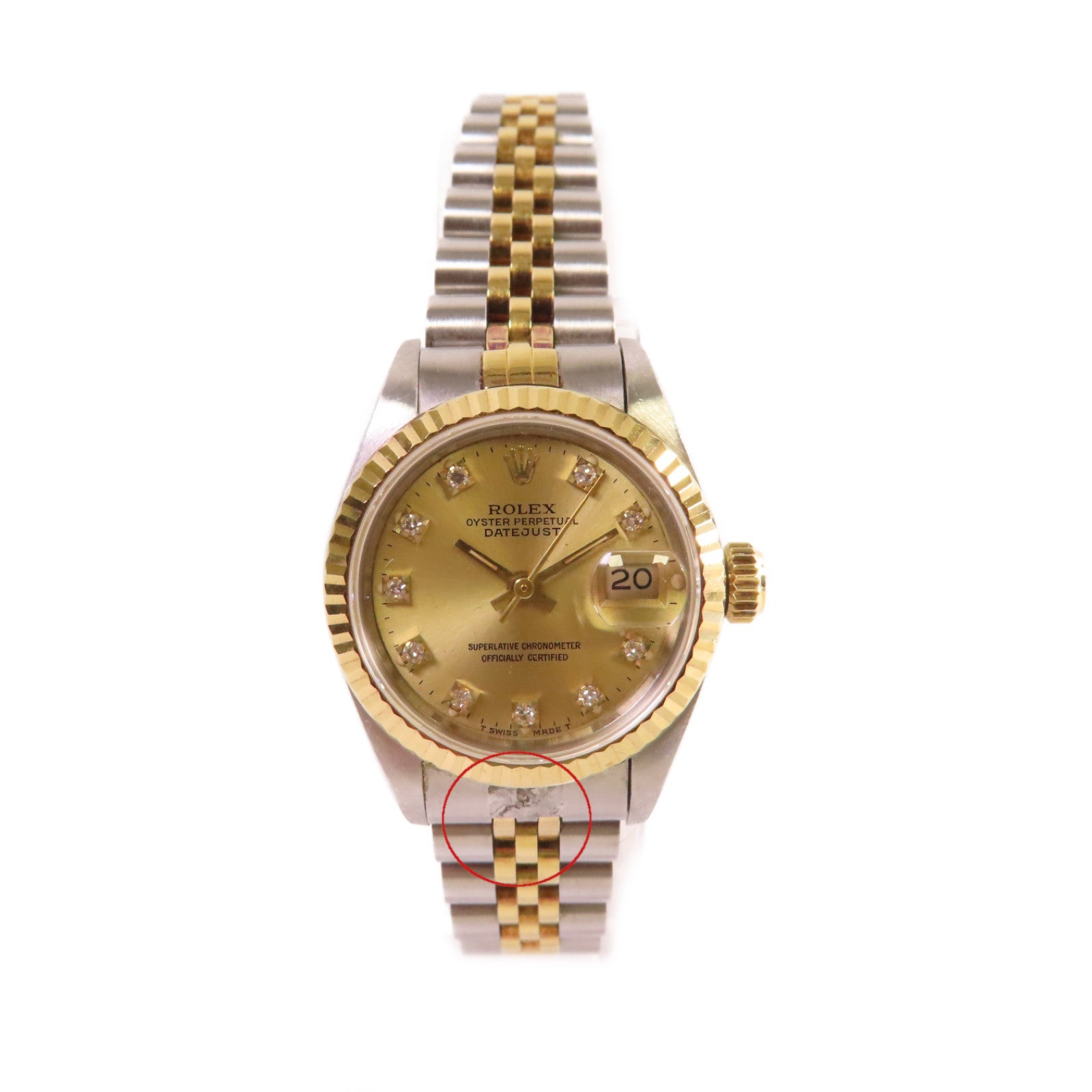 ROLEX 【激減優惠】Datejust 26mm Watch鑽石/18K黃金/不鏽鋼自動機芯手錶金色