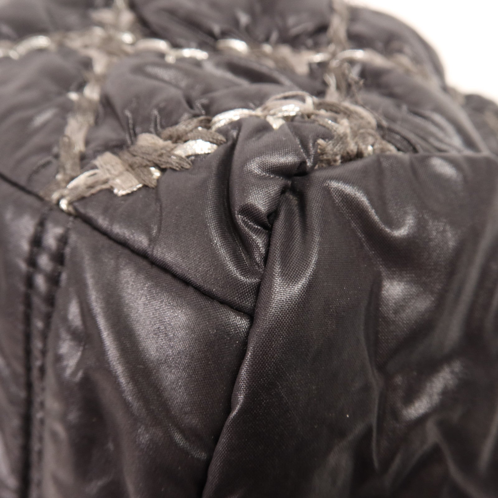 CHANEL 尼龍Shoulder Bag銀扣鏈帶肩背袋