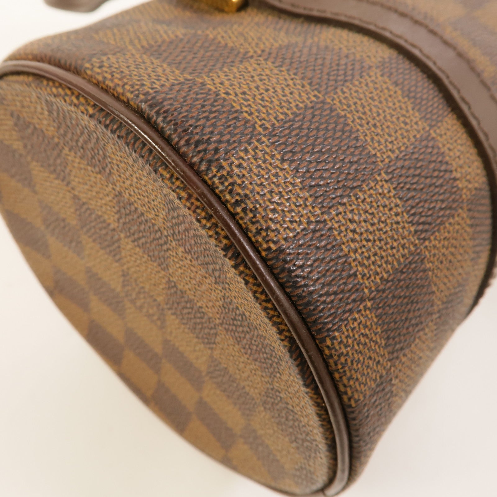LOUIS VUITTON Damier Papillon PM金扣手挽袋棕色