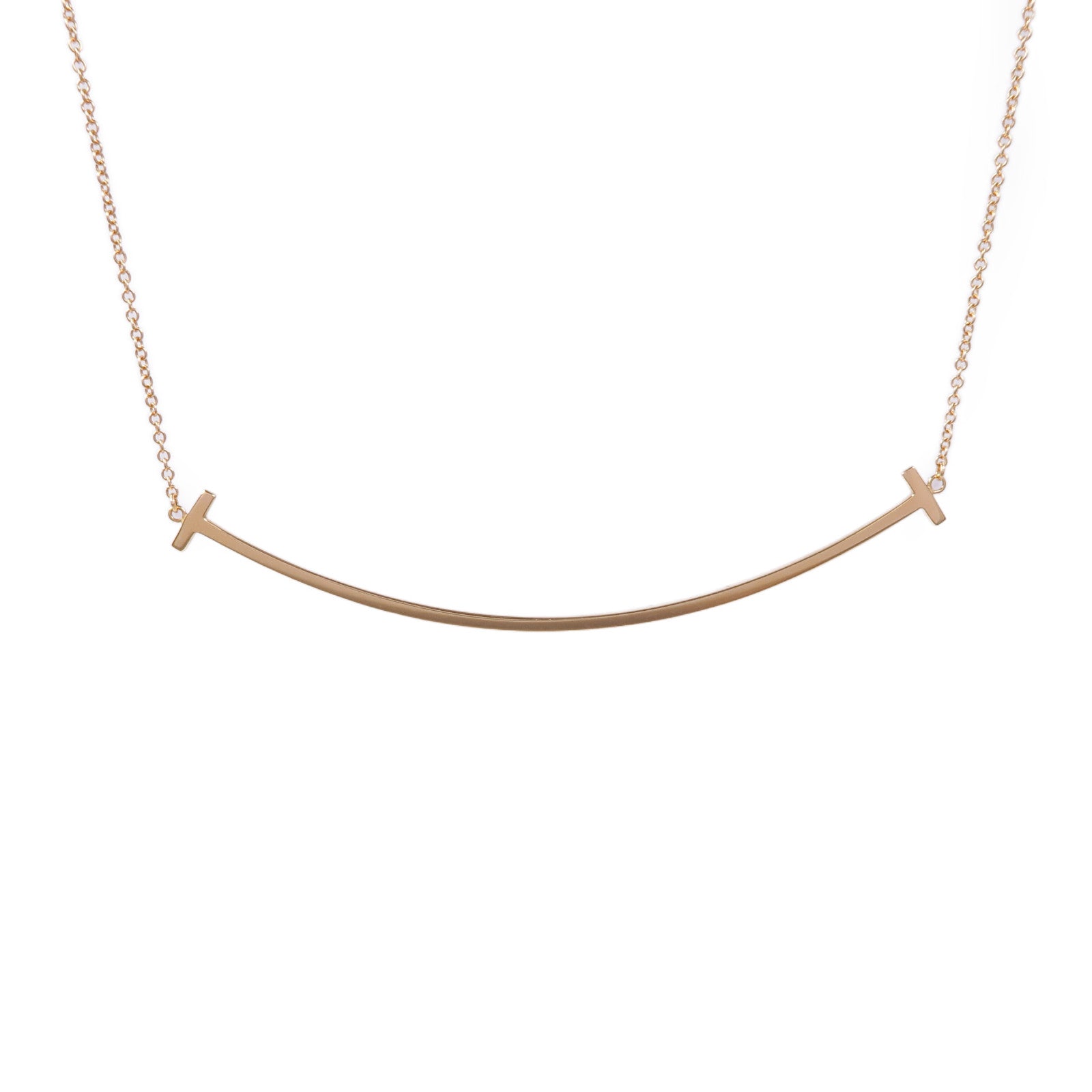 TIFFANY＆CO 18K玫瑰金T Smile Necklace項鍊