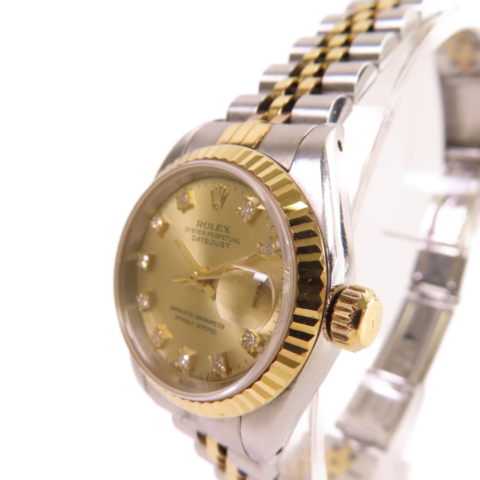 ROLEX 【激減優惠】Datejust 26mm Watch鑽石/18K黃金/不鏽鋼自動機芯手錶金色