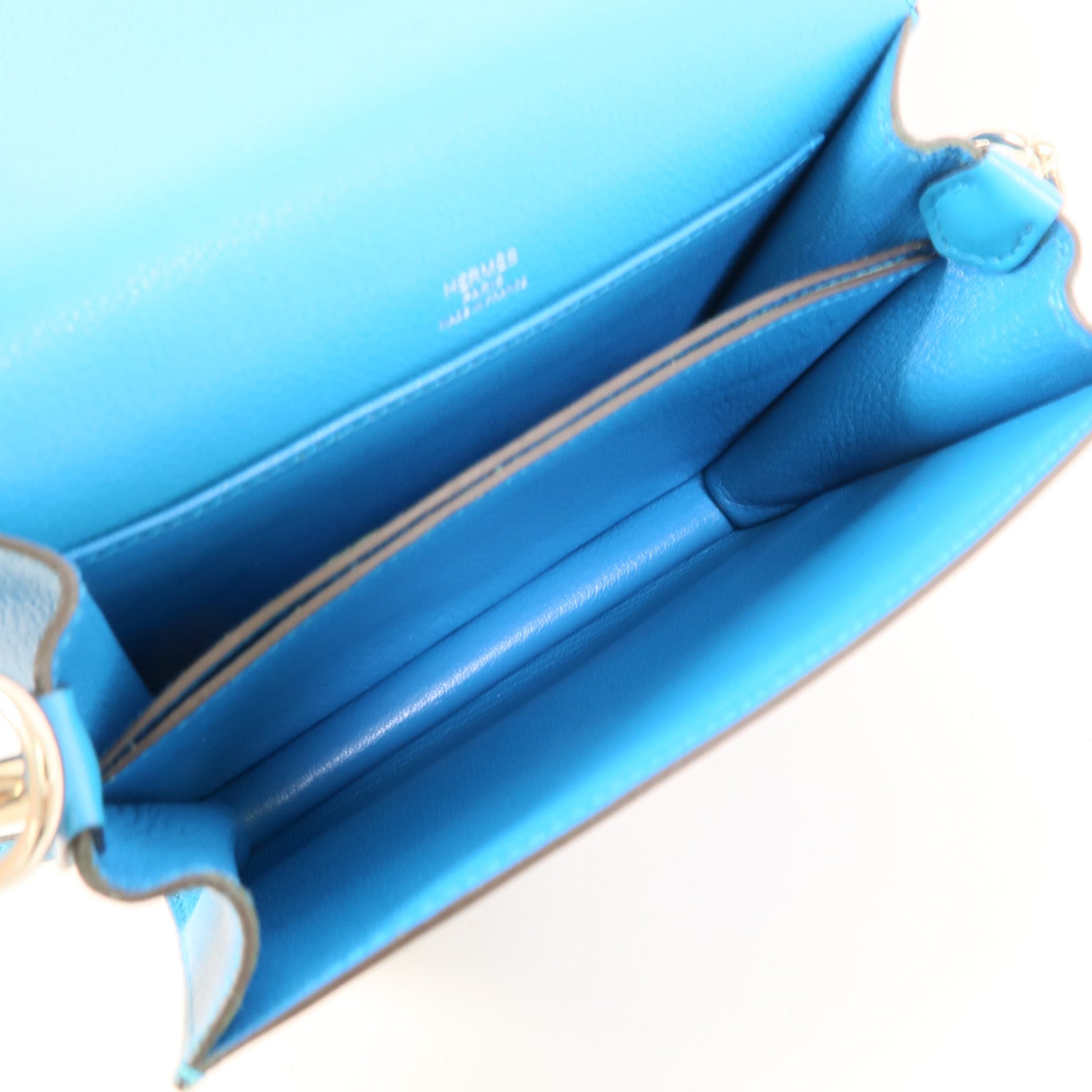 HERMES Evercolor皮革Roulis Mini肩背袋Bleu Zanzibar
