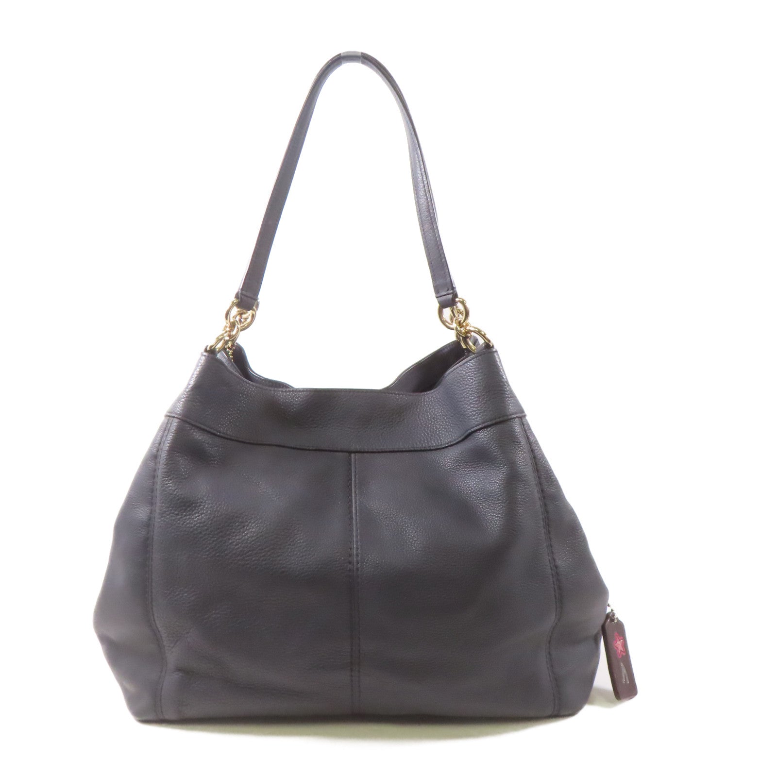 COACH 牛皮皮革Shoulder Bag金扣肩背袋深藍色