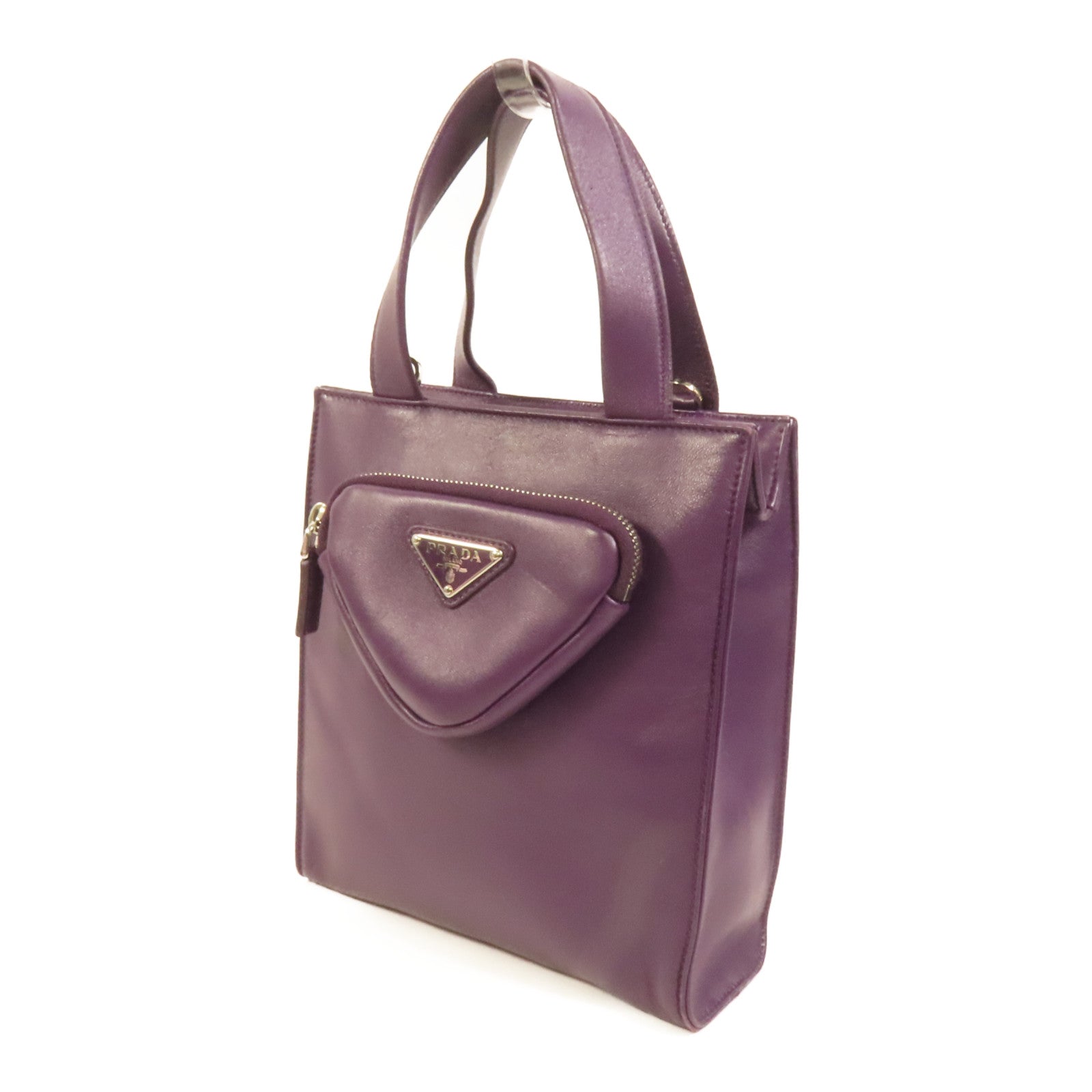 PRADA 【激減優惠】羊皮皮革2 Way Shoulder銀扣手挽肩背兩用袋