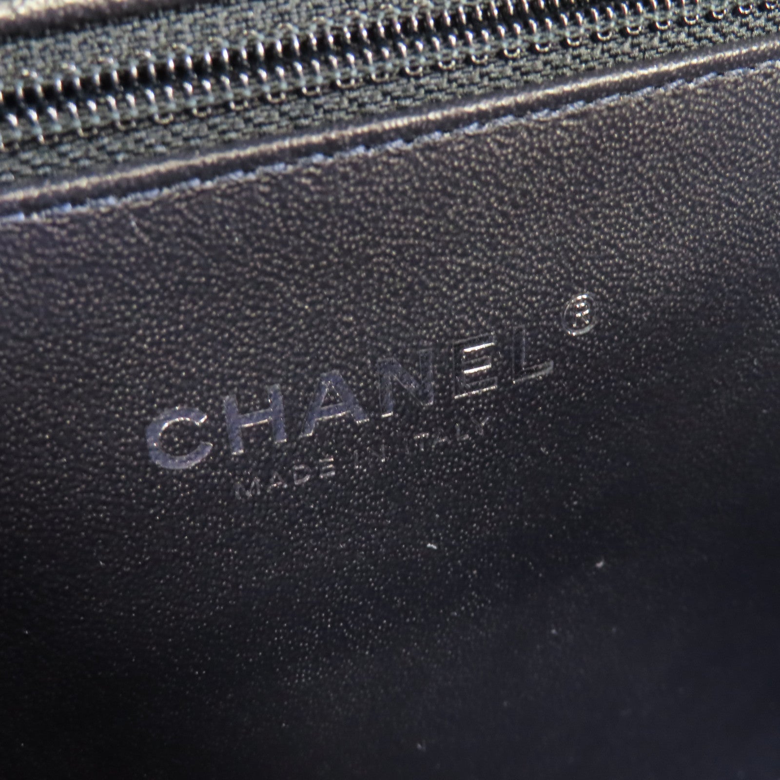 CHANEL 菱格Caviar皮革Vanity Case 2way Shoulder Bag銀扣鏈帶手挽肩背兩用袋深藍色