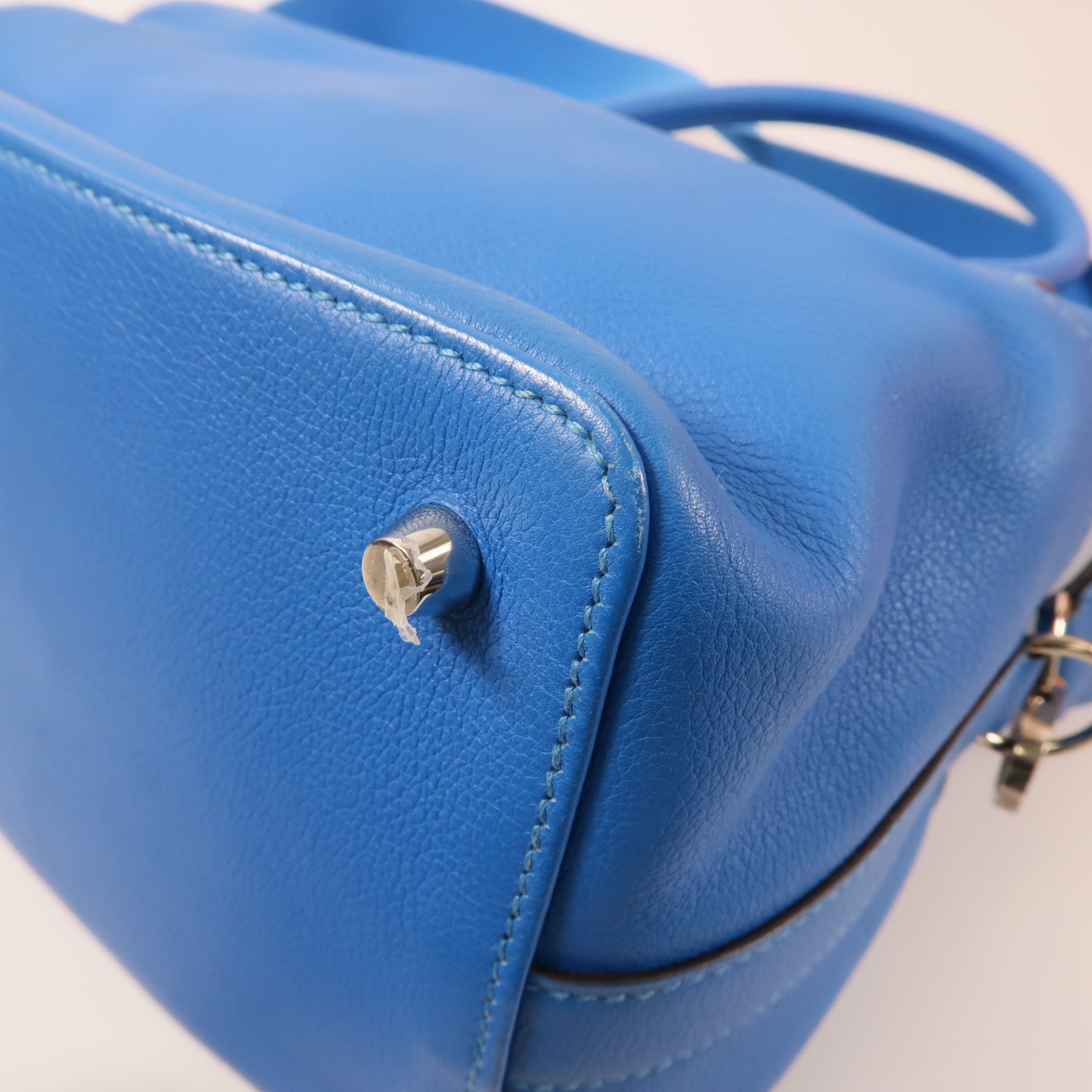 HERMES Evercolor皮革Toolbox 20銀扣手挽肩背兩用袋Bleu Hydra