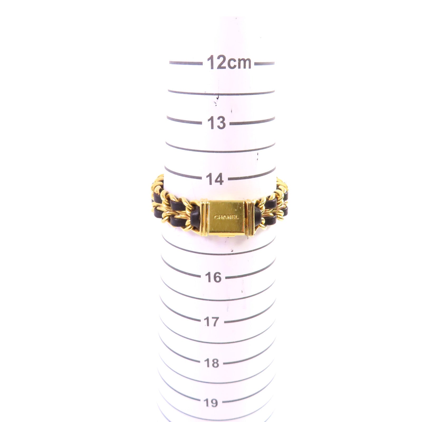 CHANEL Premiere L Watch/不鏽鋼/鍍金/皮帶金扣石英機芯手錶黑色/金色