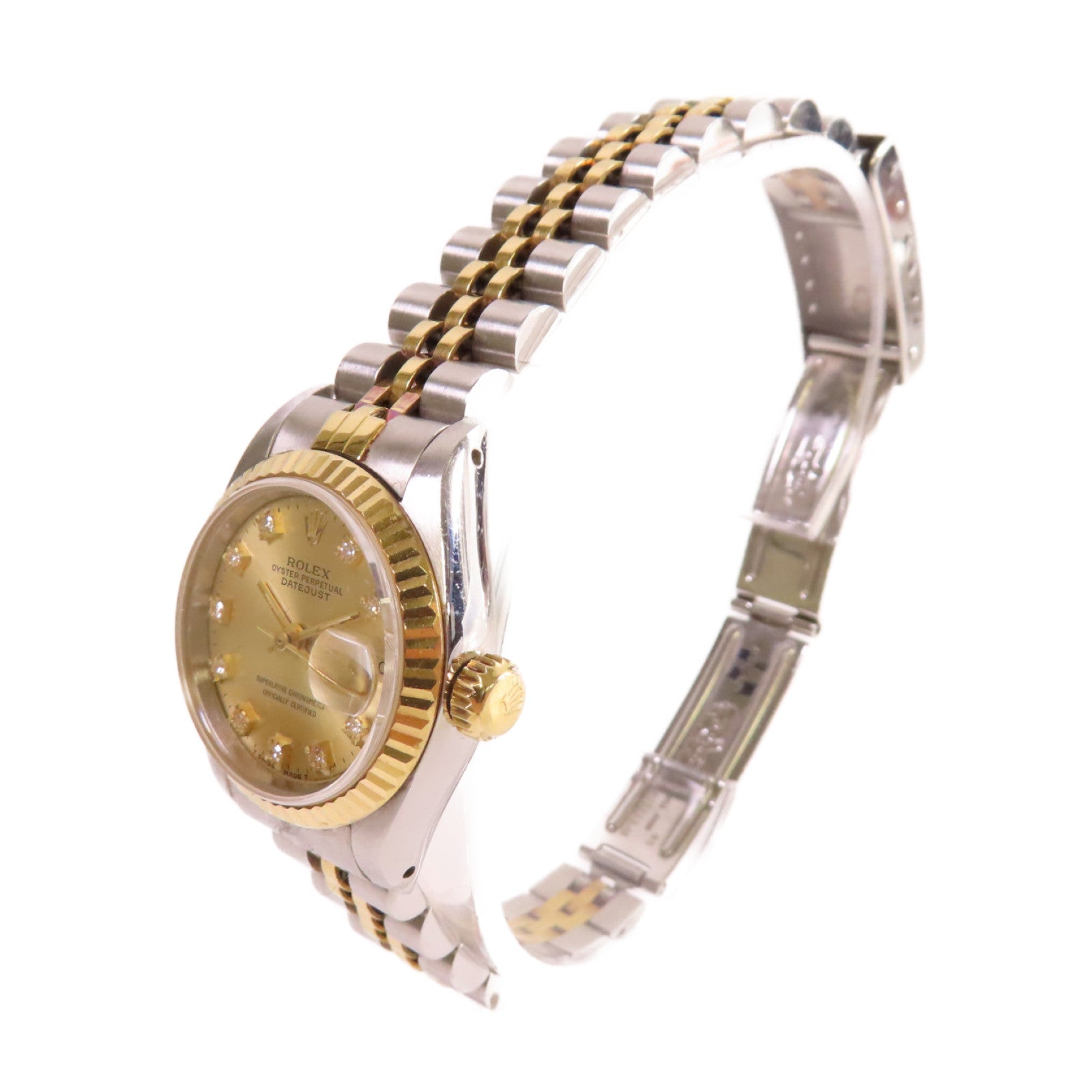 ROLEX 【激減優惠】Datejust 26mm Watch鑽石/18K黃金/不鏽鋼自動機芯手錶金色