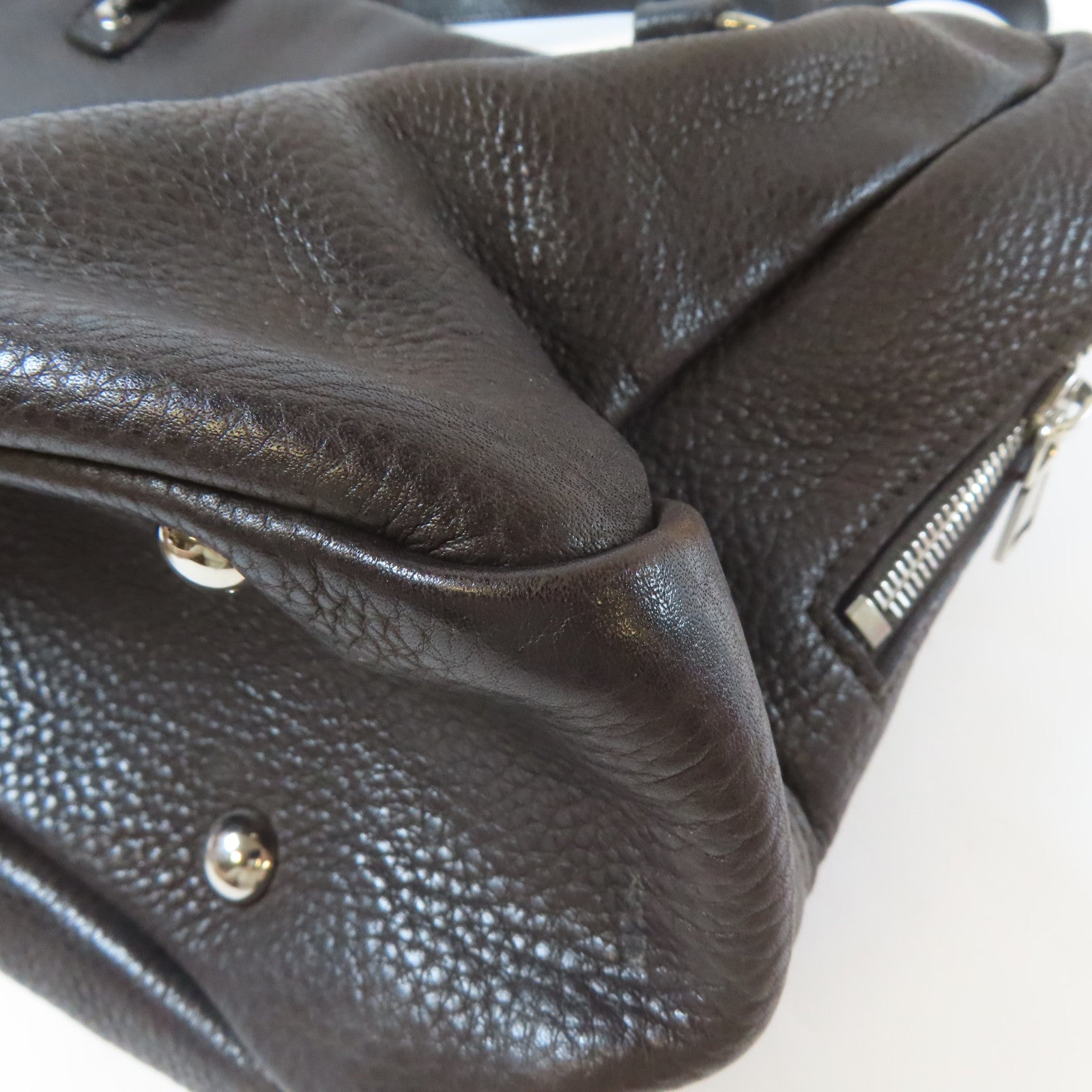 SAINT LAURENT 【激減優惠】牛皮皮革Shoulder Bag銀扣肩背袋啡色