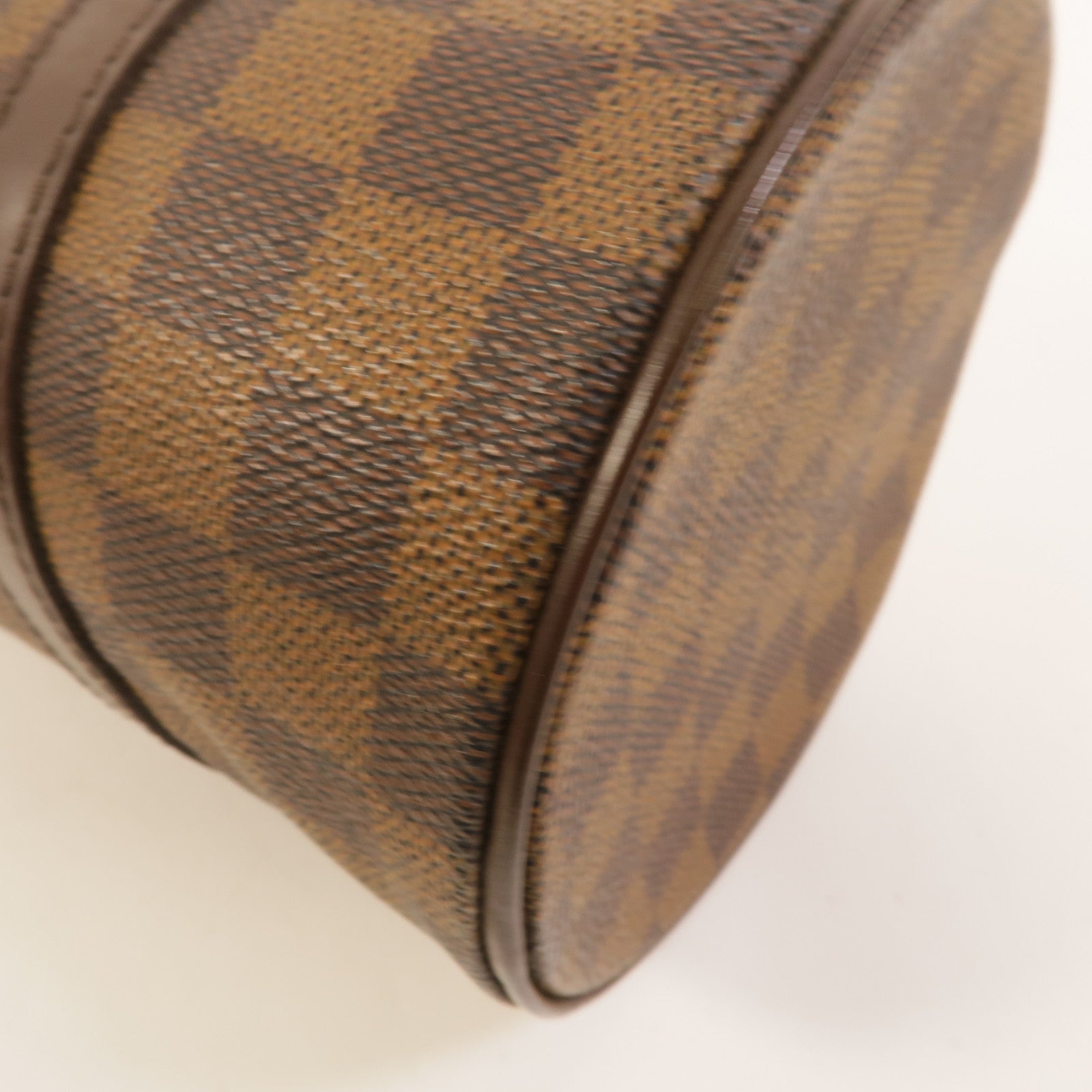 LOUIS VUITTON Damier Papillon PM金扣手挽袋棕色
