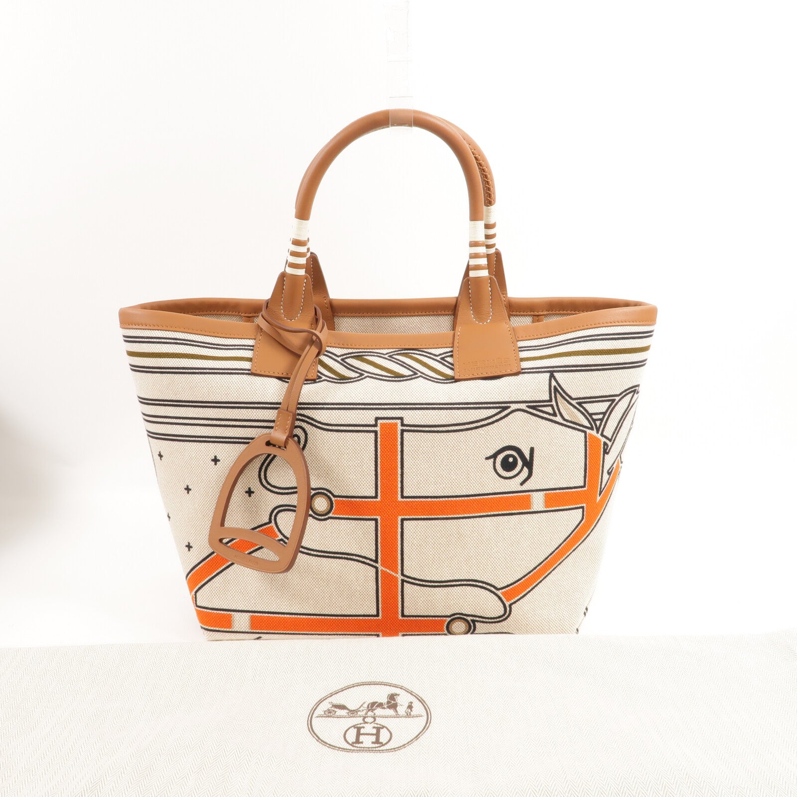HERMES 帆布/Swift皮革Steeple 25手挽袋Gold/Ecru