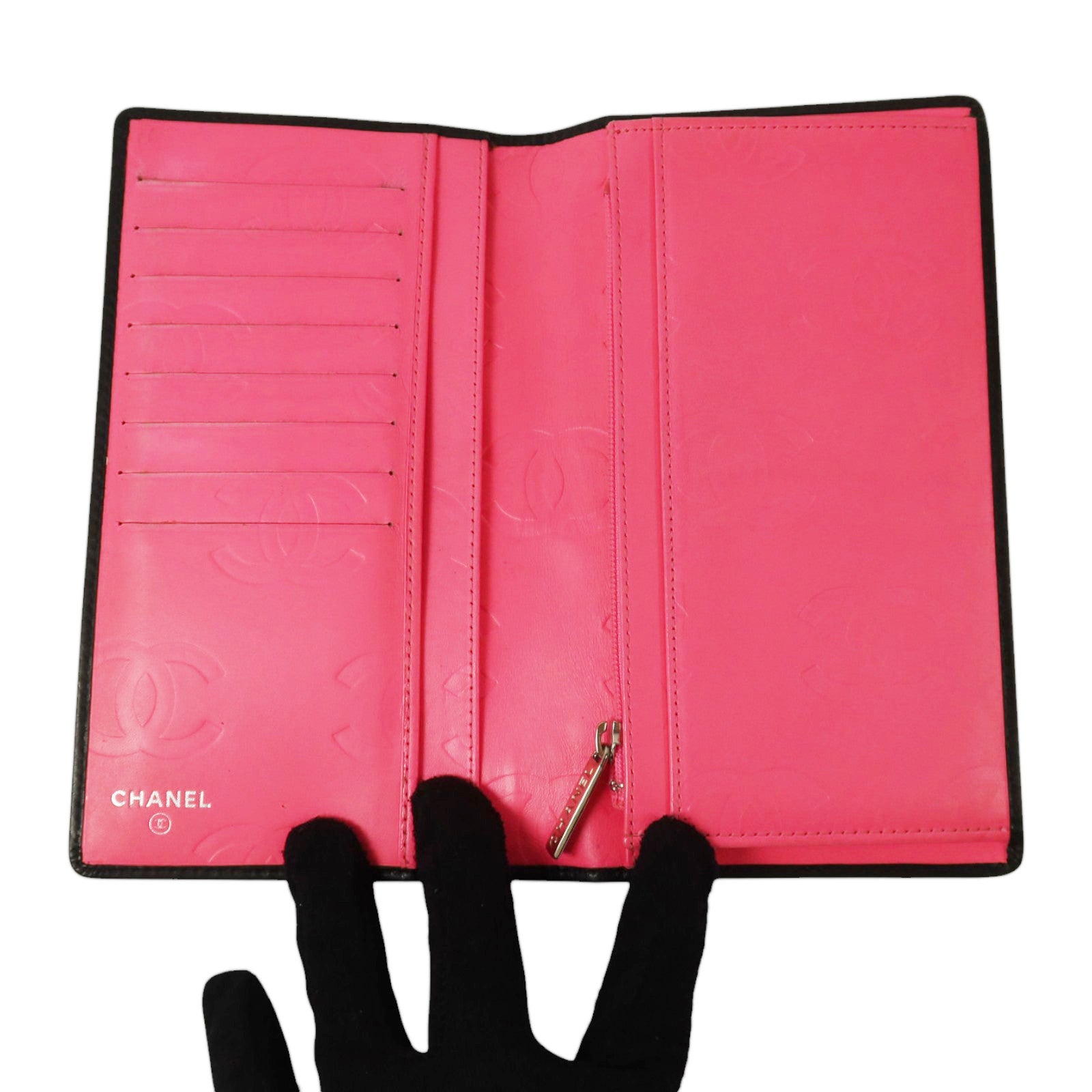 CHANEL 牛皮皮革Cambon Long Wallet銀扣長錢包