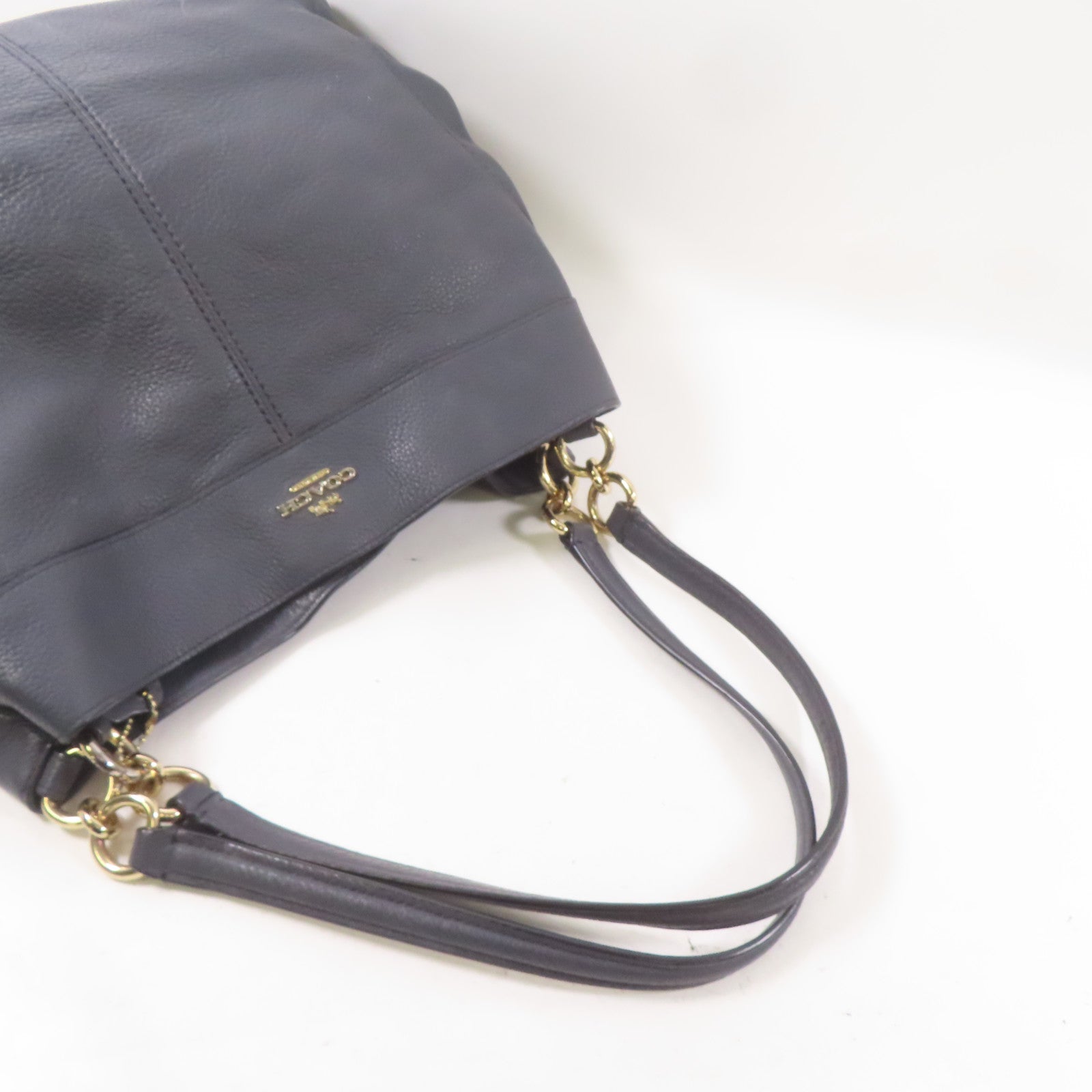 COACH 牛皮皮革Shoulder Bag金扣肩背袋深藍色