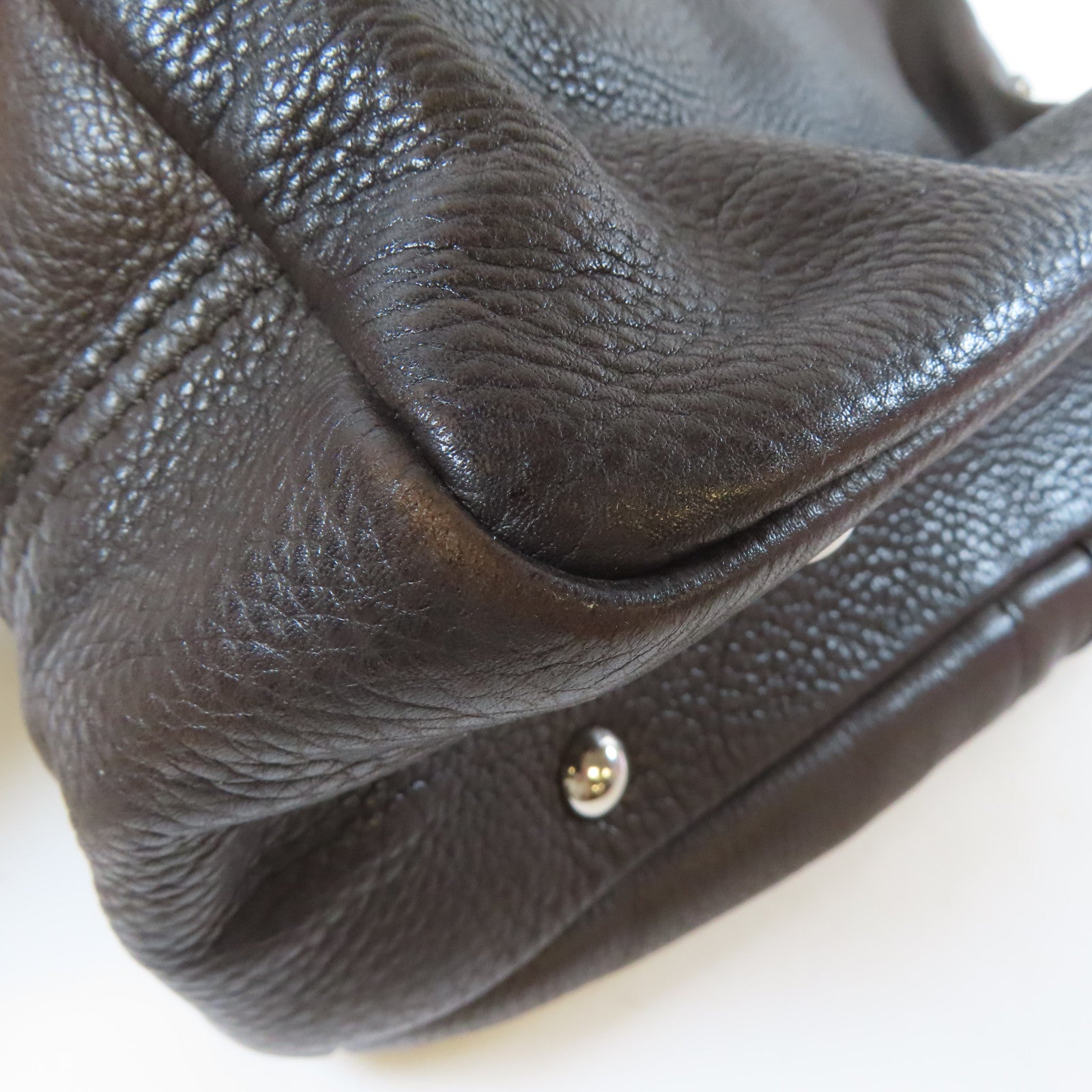 SAINT LAURENT 【激減優惠】牛皮皮革Shoulder Bag銀扣肩背袋啡色
