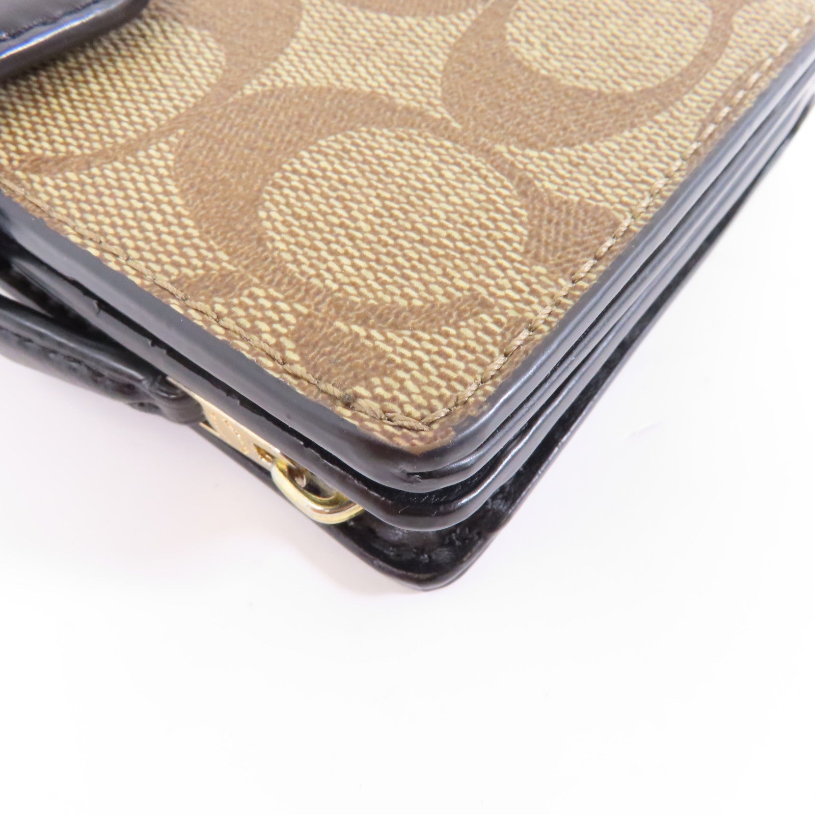 COACH 塗層帆布Wallet金扣錢包啡色