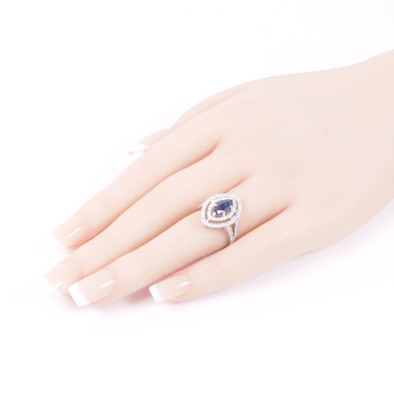 JEWELRY PT900鉑金Sapphire/Diamond Ring藍寶石/鑽石戒指US#6