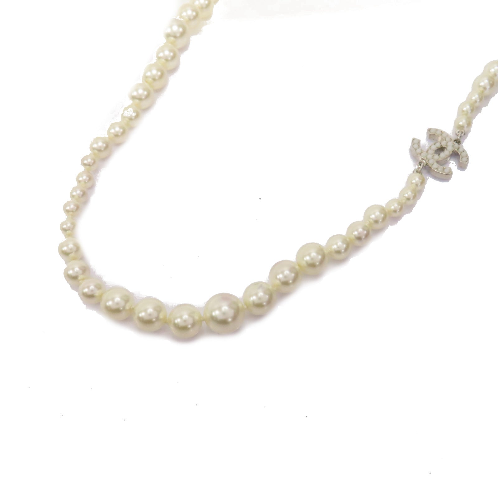CHANEL PVC/金屬Necklace項鍊白色/銀色