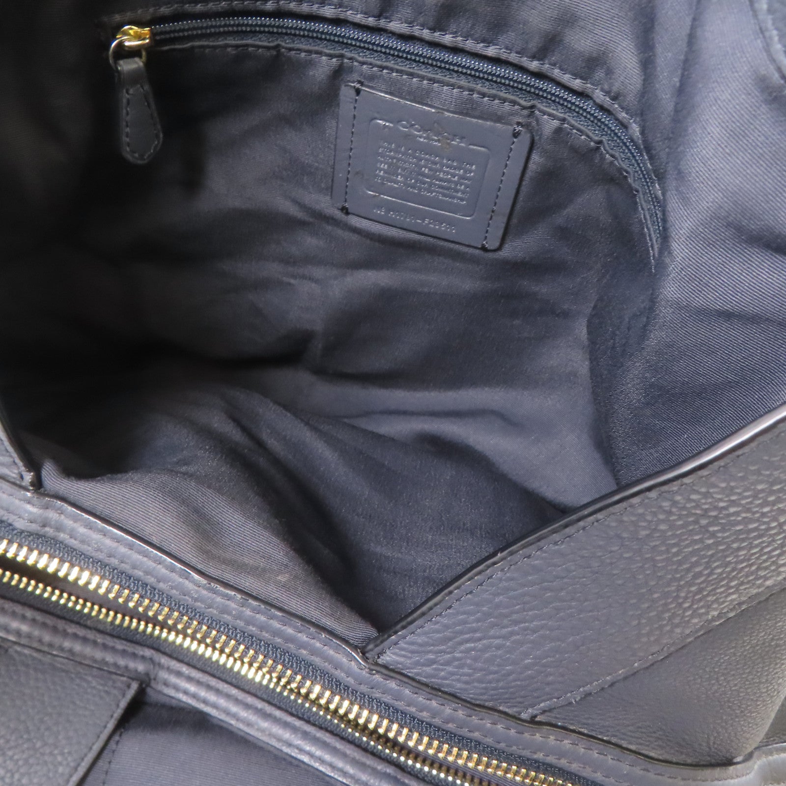 COACH 牛皮皮革Shoulder Bag金扣肩背袋深藍色