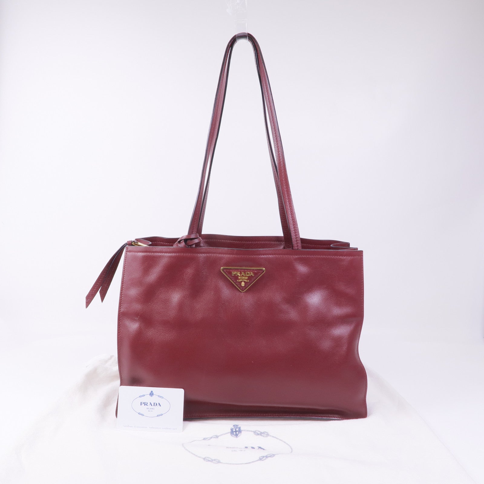 PRADA 牛皮皮革Shoulder Tote金扣肩背袋/手挽袋