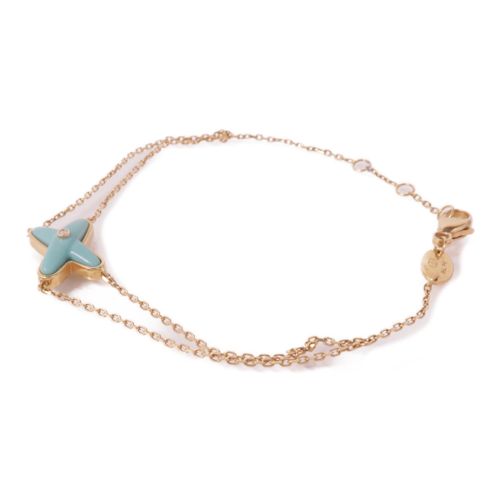 Chaumet 18K玫瑰金Jeux De Liens Bracelet綠松石/鑽石手鏈