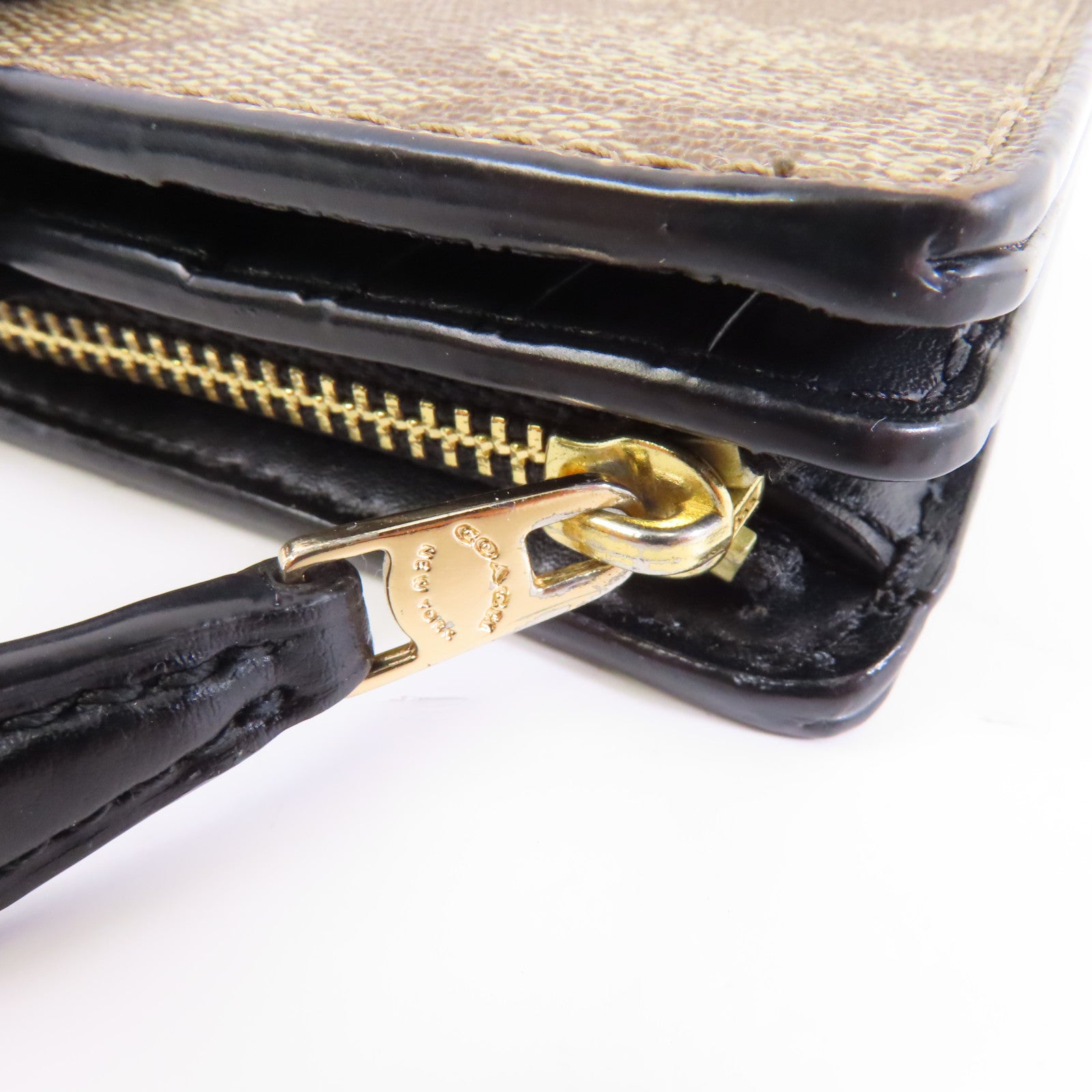 COACH 塗層帆布Wallet金扣錢包啡色