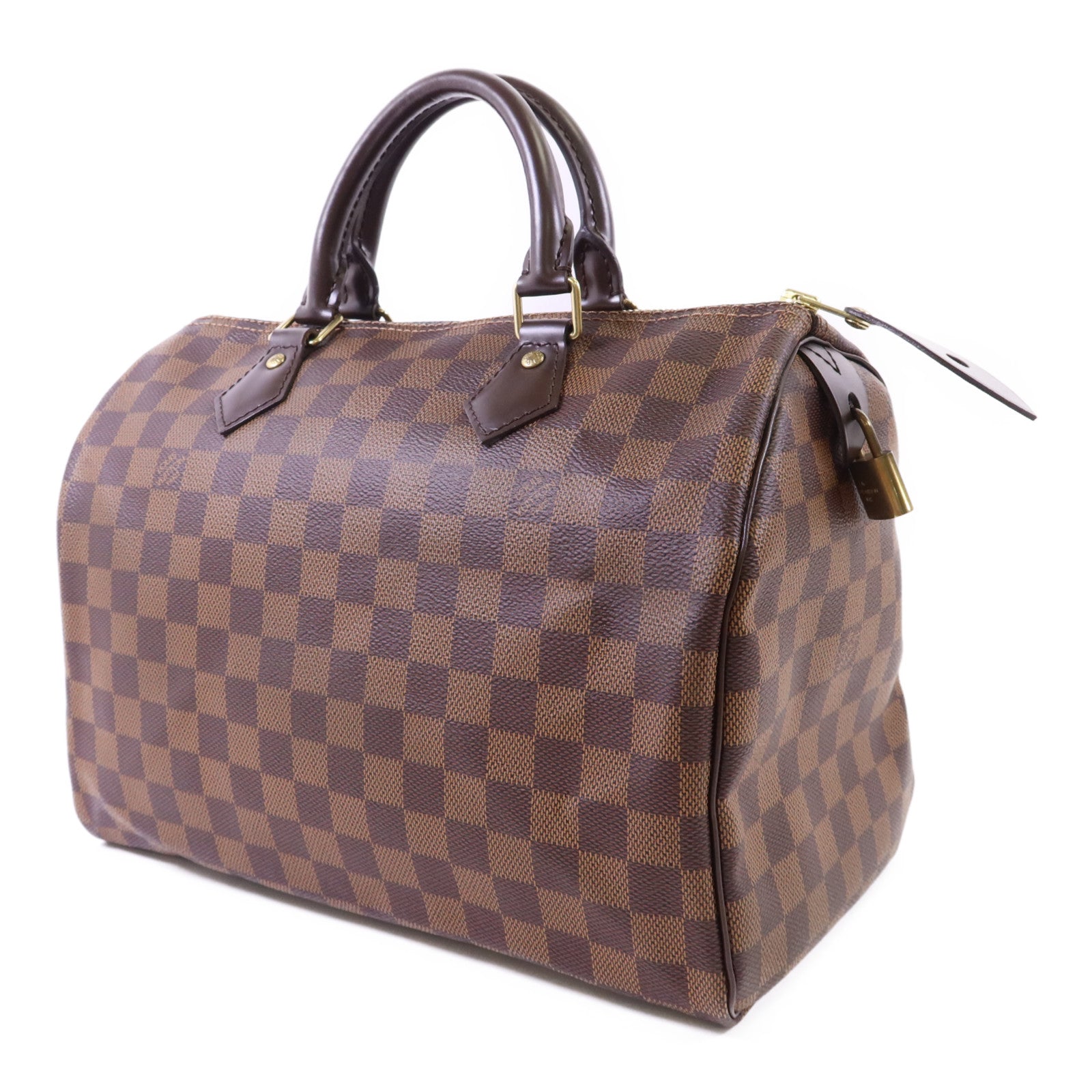 LOUIS VUITTON Damier Speedy 30金扣手挽袋