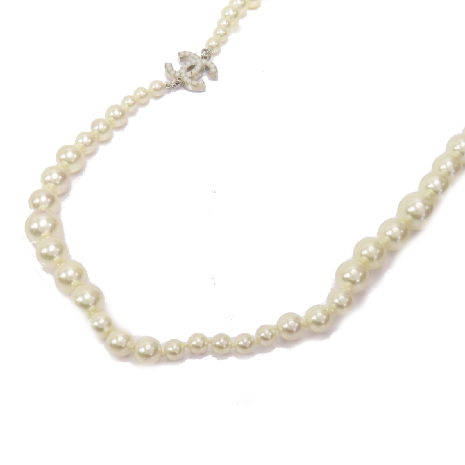 CHANEL PVC/金屬Necklace項鍊白色/銀色